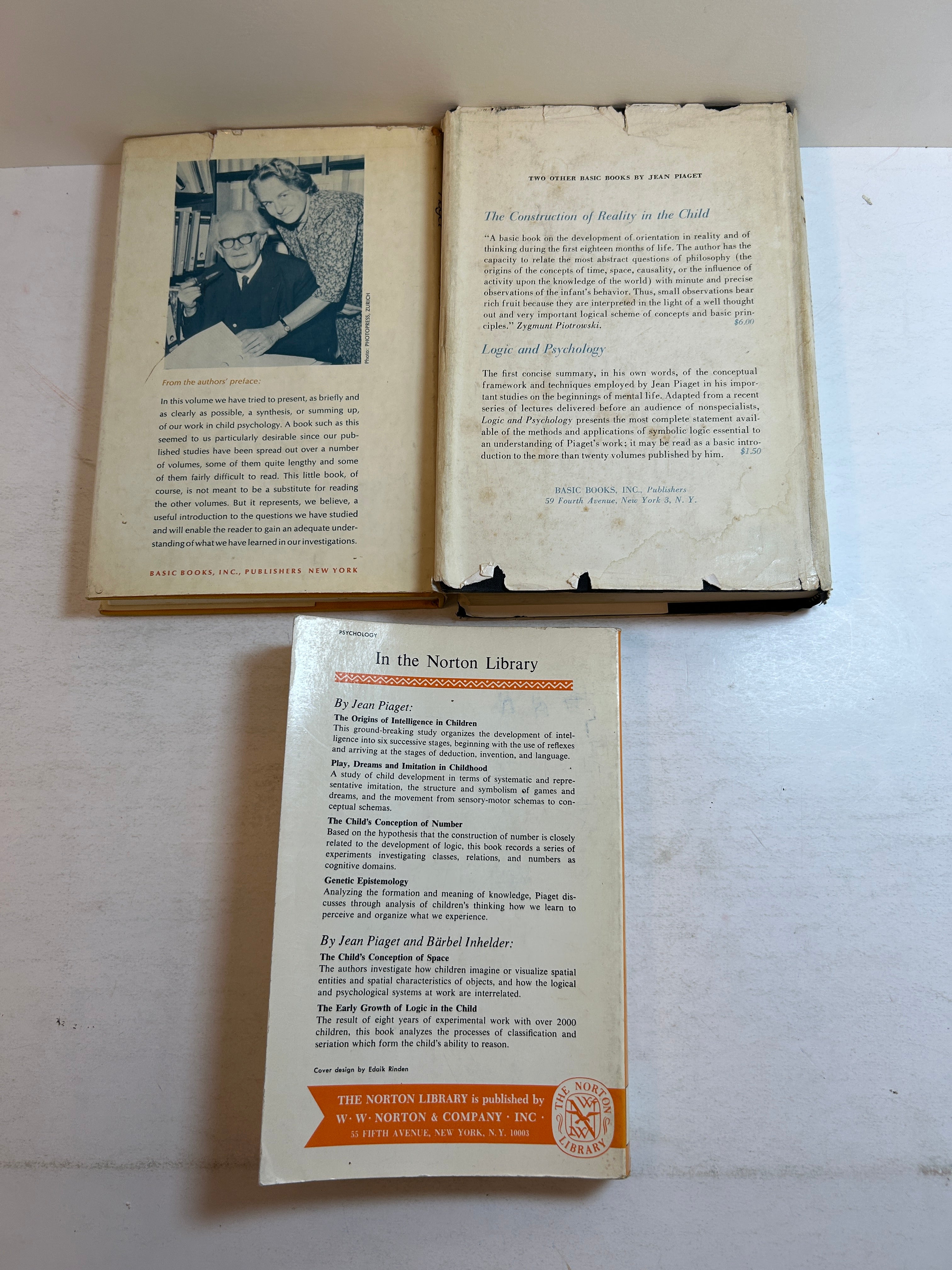3 Vintage Jean Piaget/Barbel Inhelder Child Psychology Volumes 1959-1969