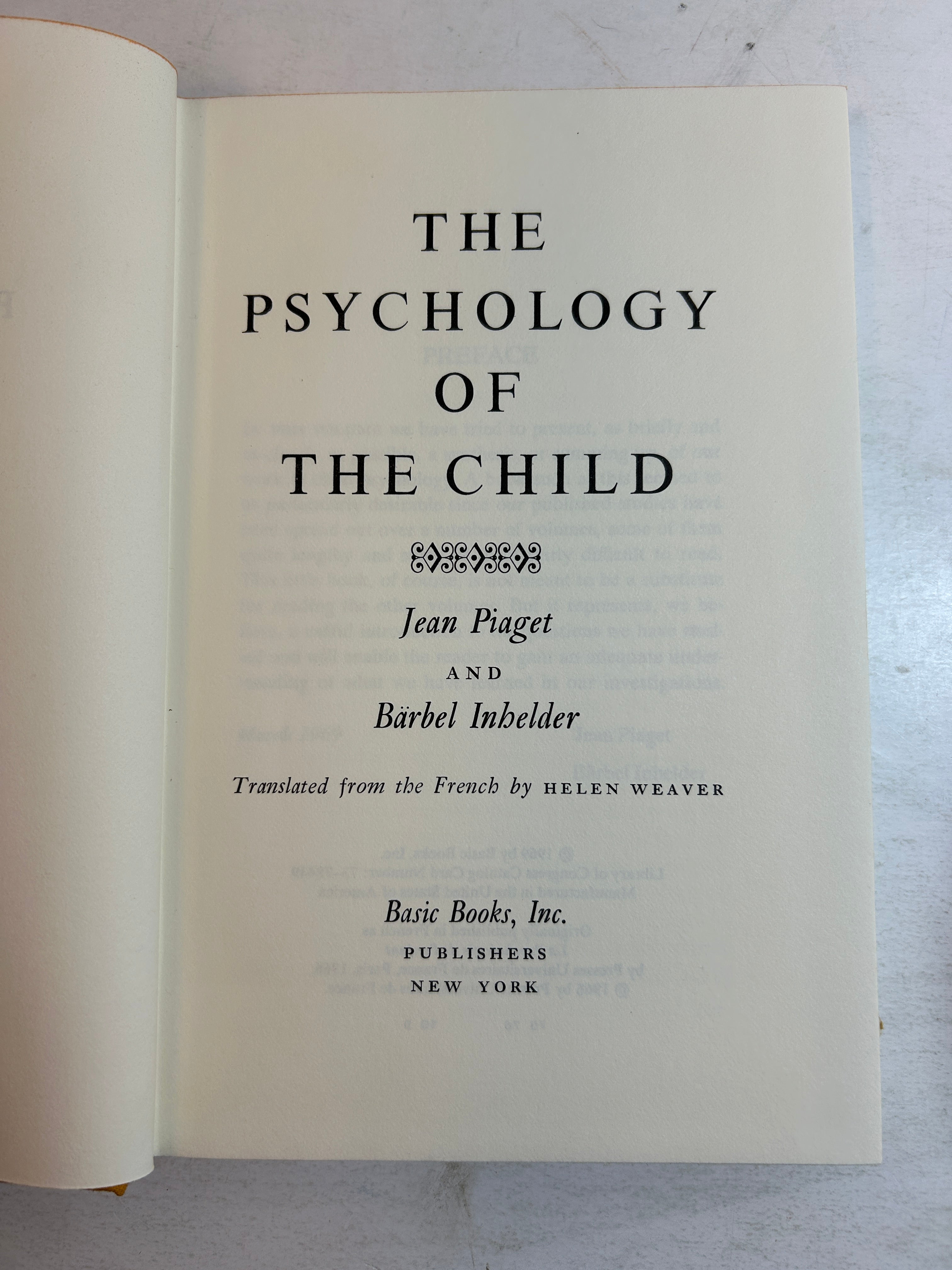 3 Vintage Jean Piaget/Barbel Inhelder Child Psychology Volumes 1959-1969
