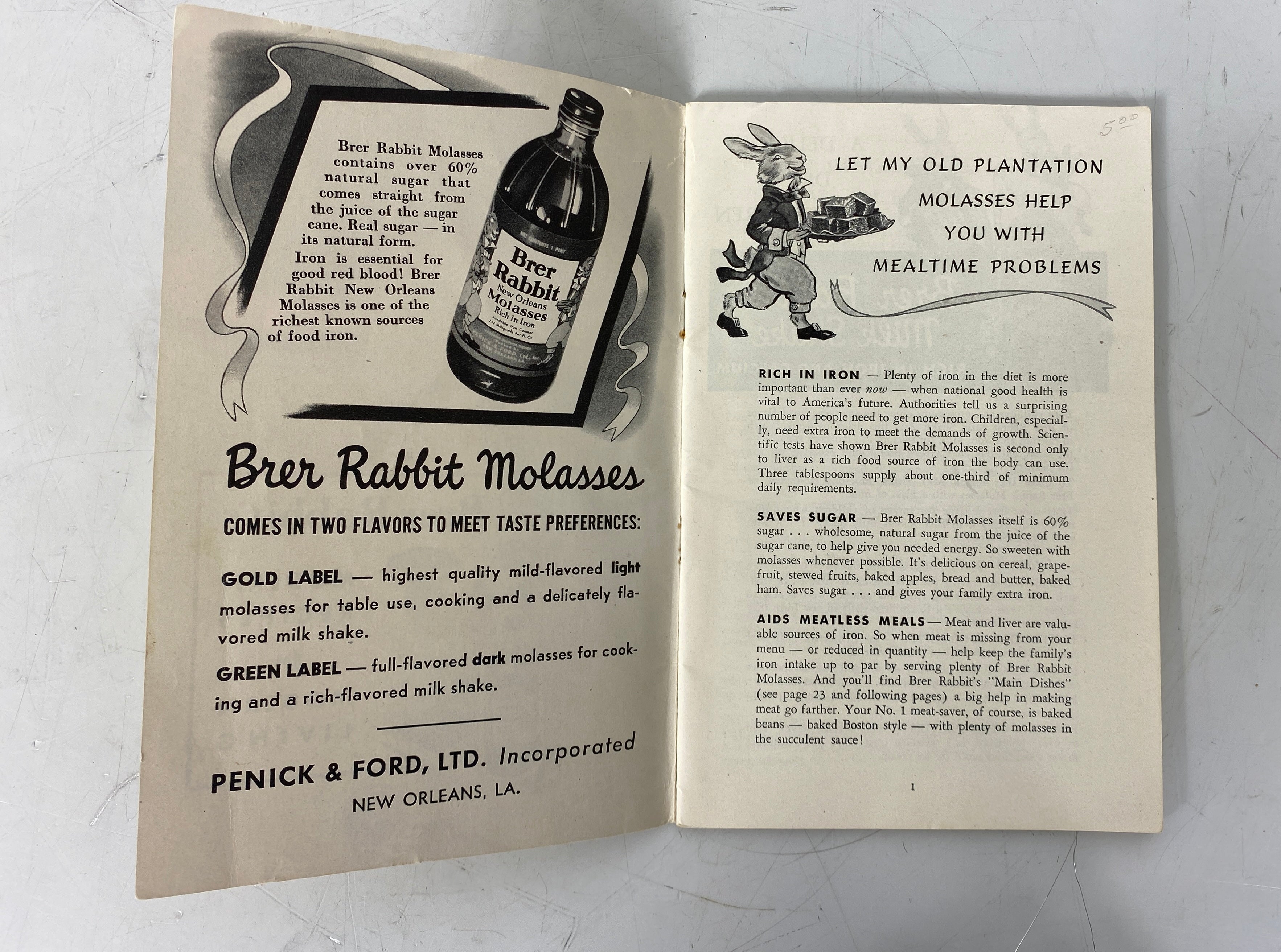 3 Vintage Molasses Recipe Books: Grandma's Recipes/Brer Rabbit 1950s SC