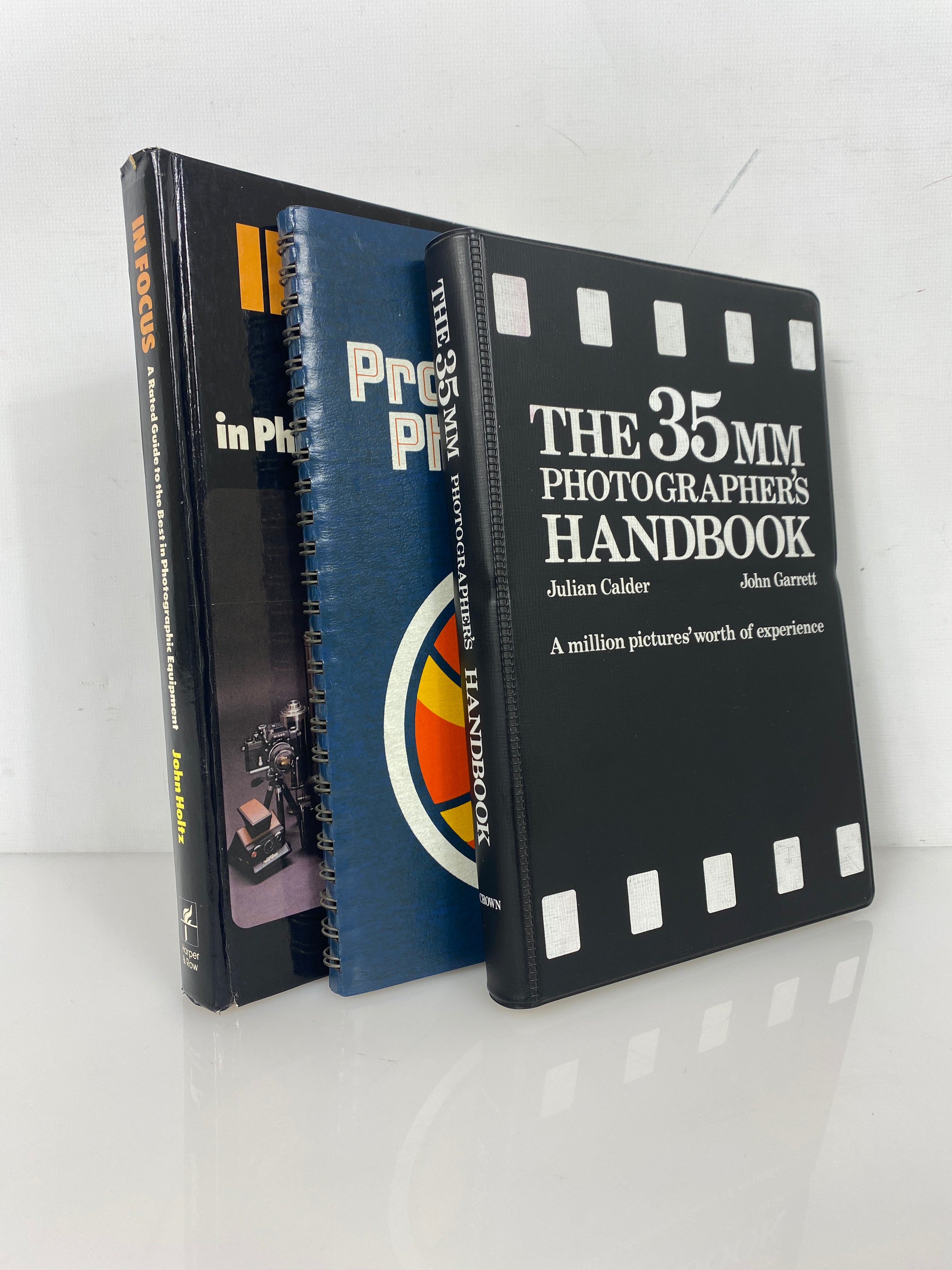 3 Vintage Photography Books: 35mm Handbook/Kodak Photoguide/In Focus 1975-80