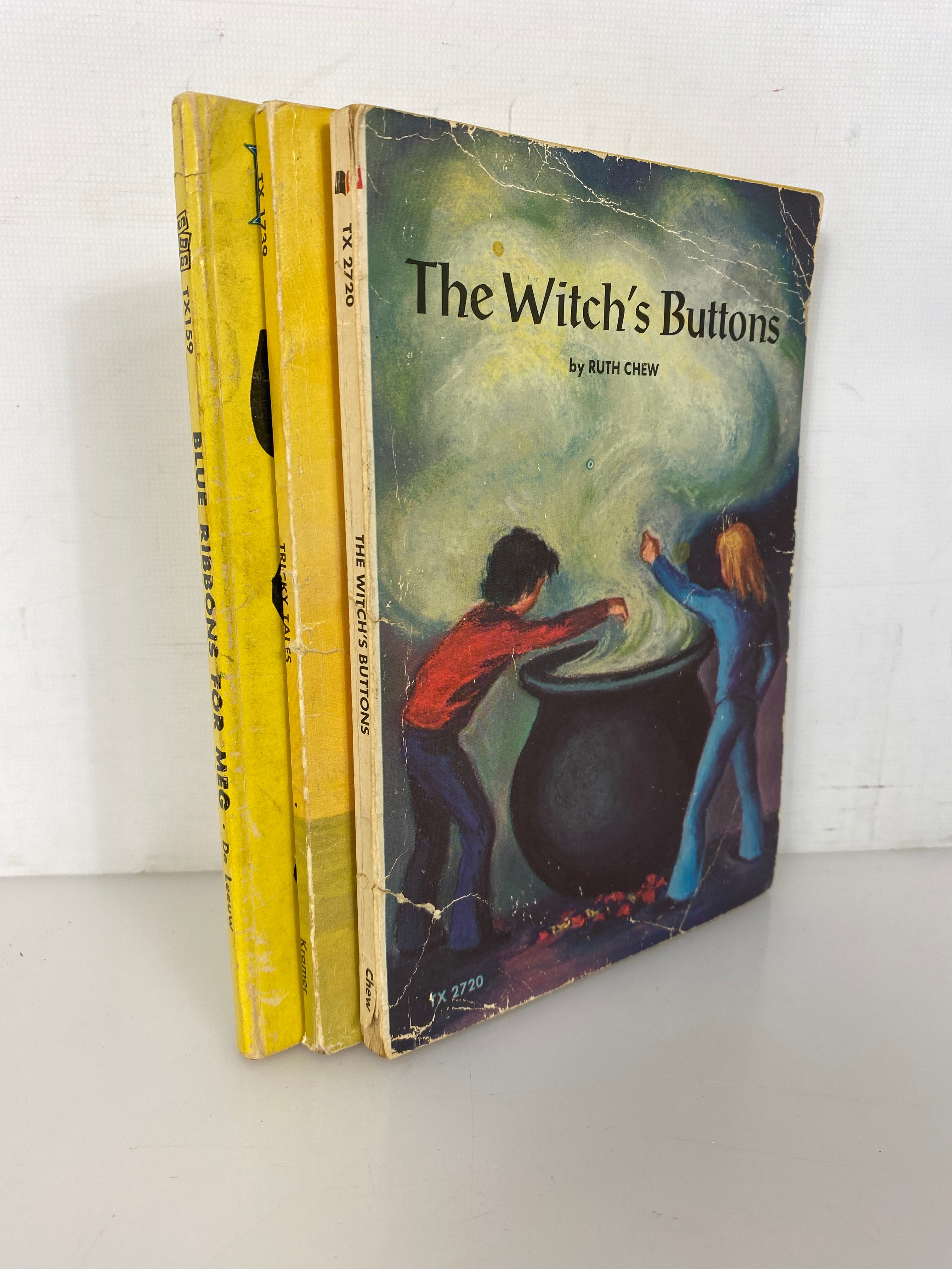 3 Vintage Scholastic PB: The Witch's Buttons/Tricky Tales/Blue Ribbons for Meg