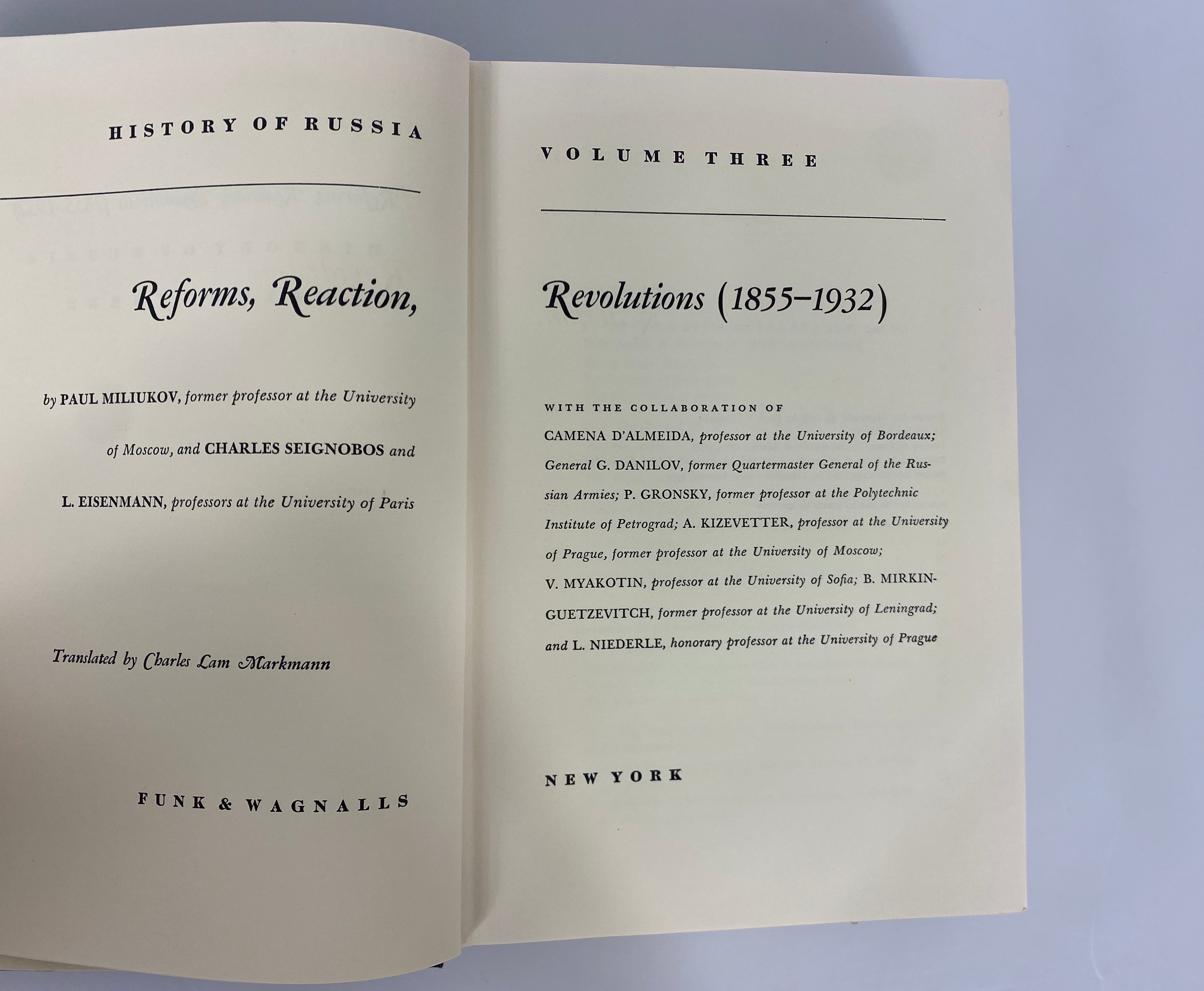 3 Vol Set: History of Russia by Miliukov/Seignobos/Eisenmann 1968 Ex-Library HC