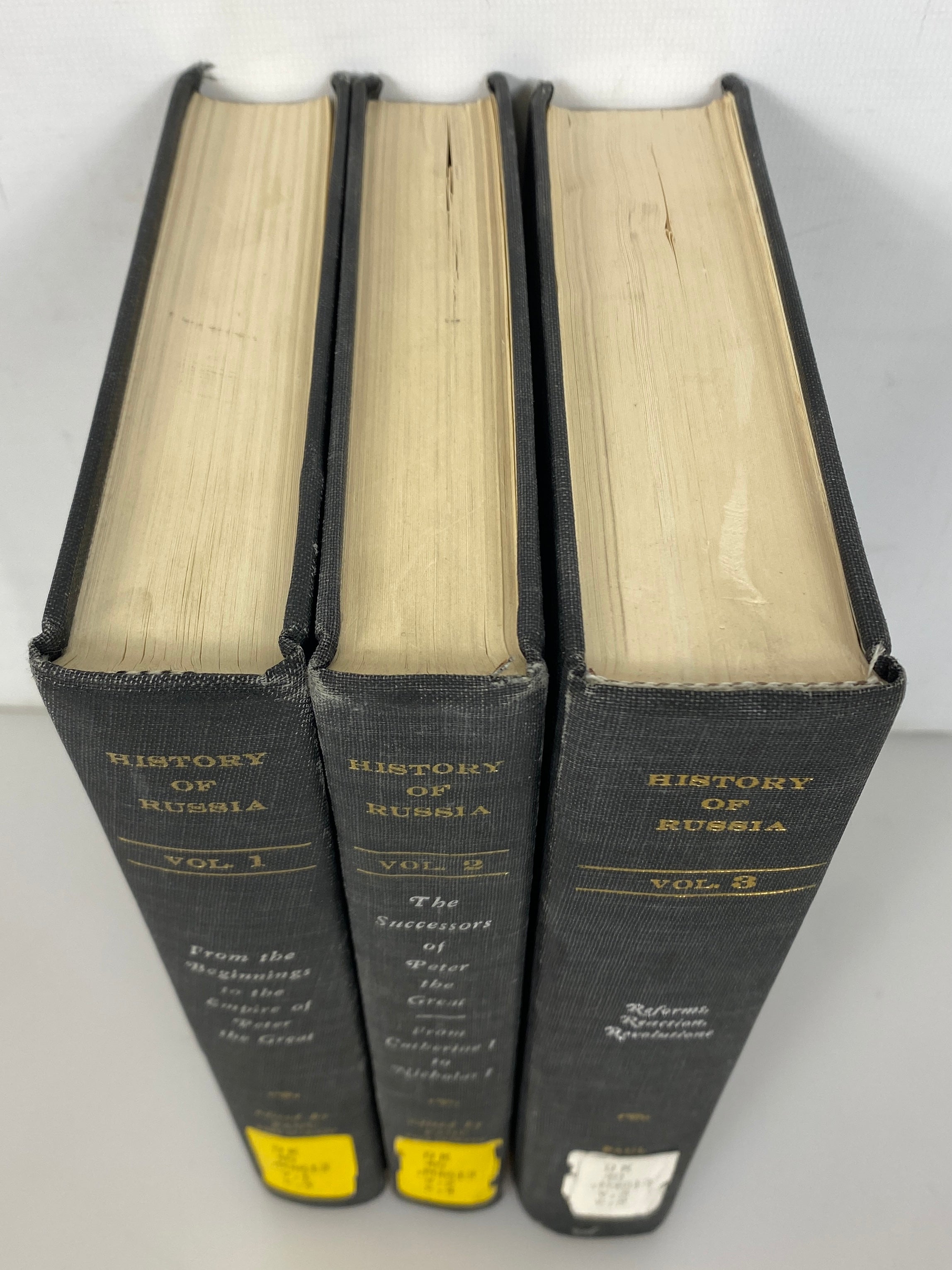 3 Vol Set: History of Russia by Miliukov/Seignobos/Eisenmann 1968 Ex-Library HC