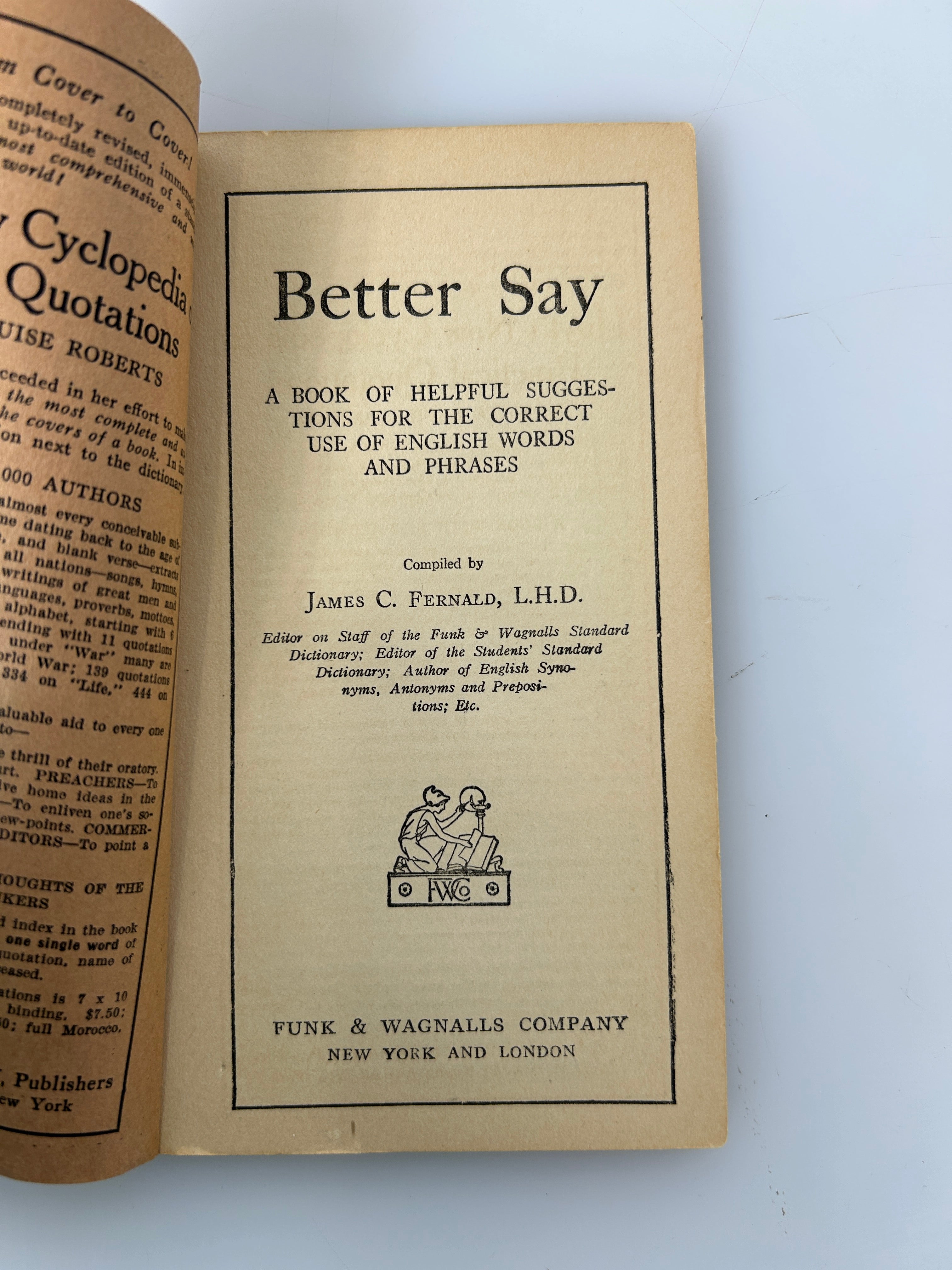 3 Vols: Faulty Diction/Mend Your Speech/Better Say Funk & Wagnalls Booklets 1923