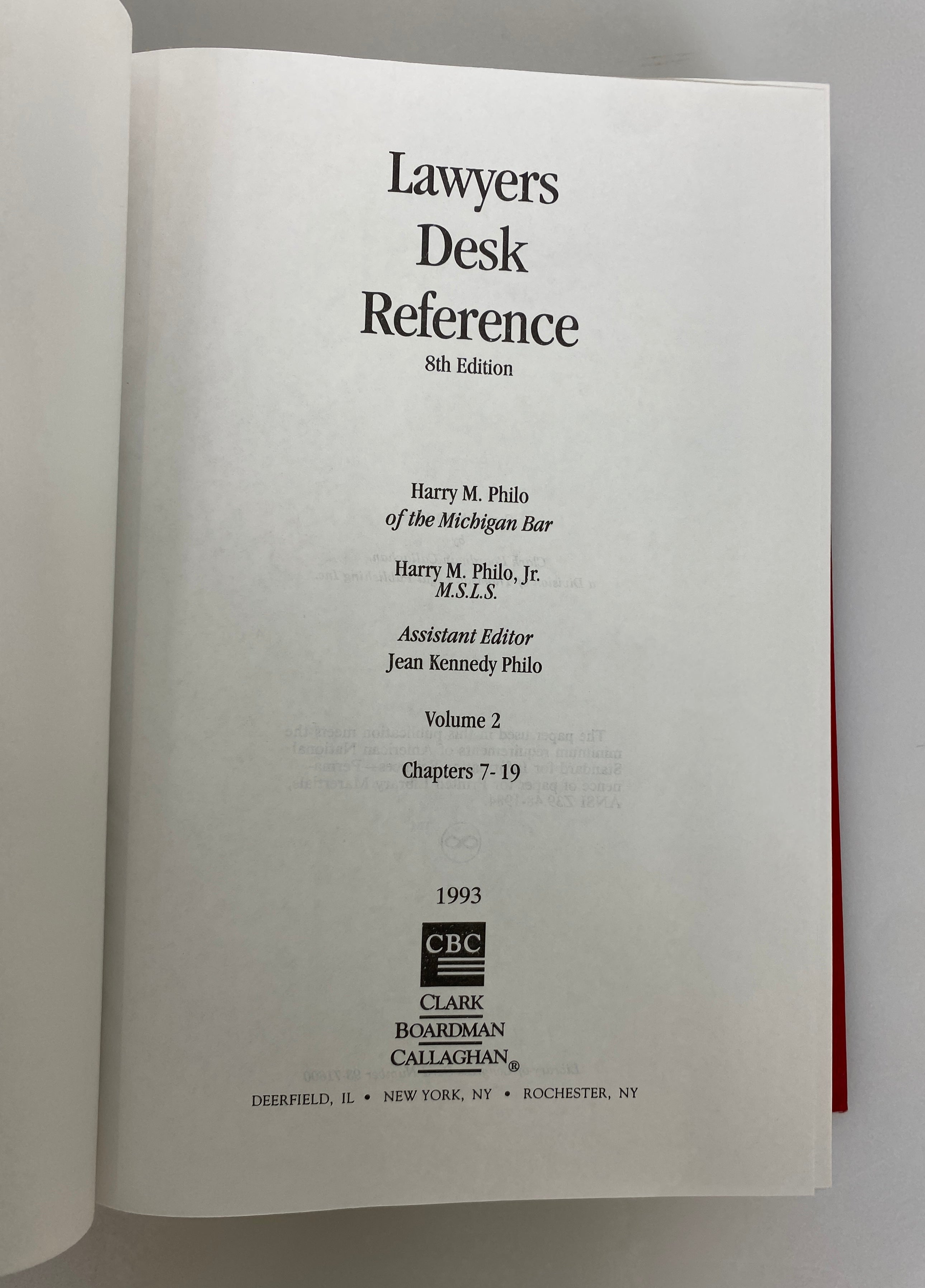 3 Vols: Lawyer's Desk Reference Philo/Philo 1993 8th Edition Ex-Library HC