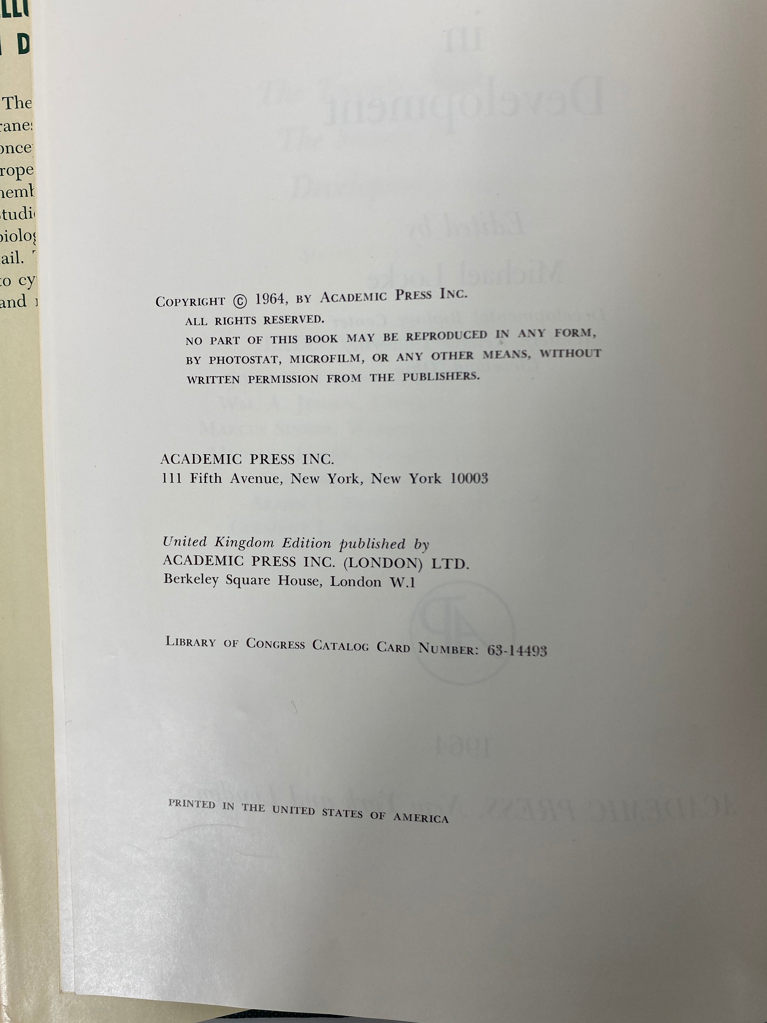 3 Vols: Symposium of the Society for Study of Development & Growth 1963-65 HCDJ