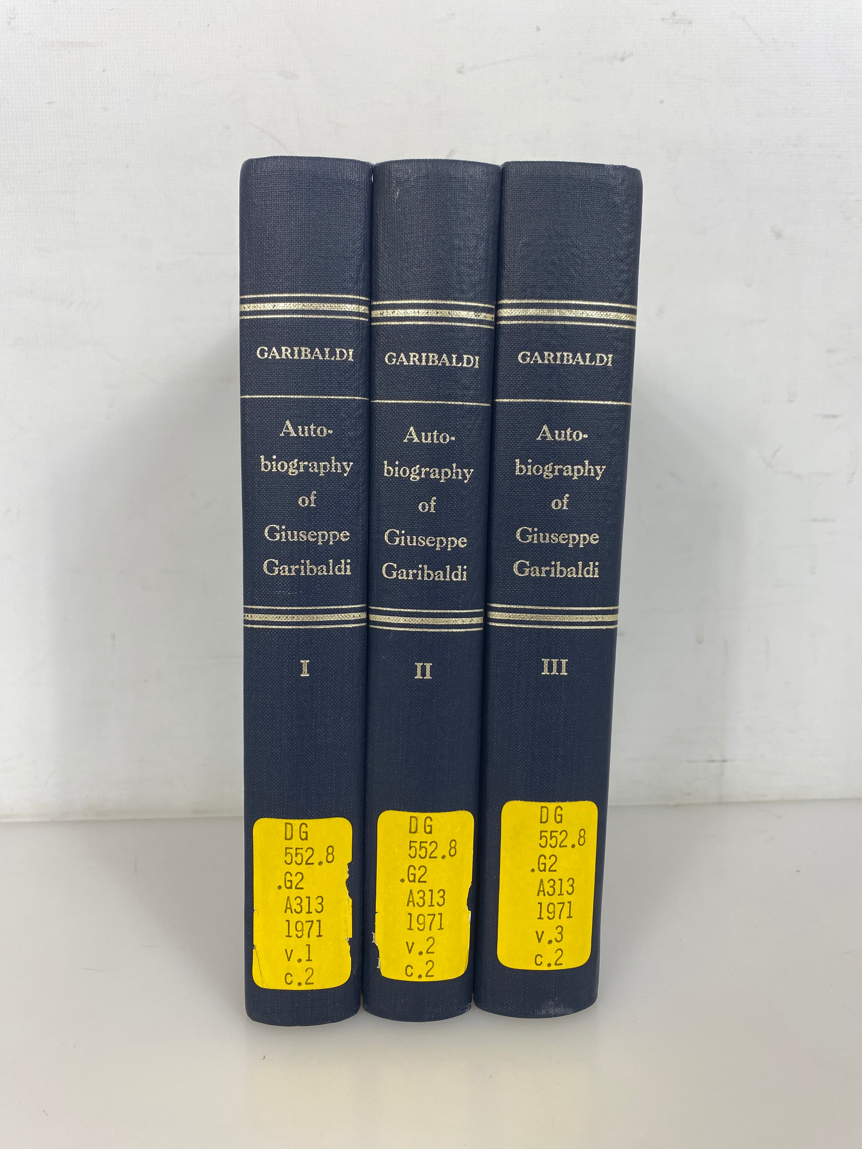3 Volume Set: Autobiography of Giuseppe Garibaldi 1971 Ex-Library HC