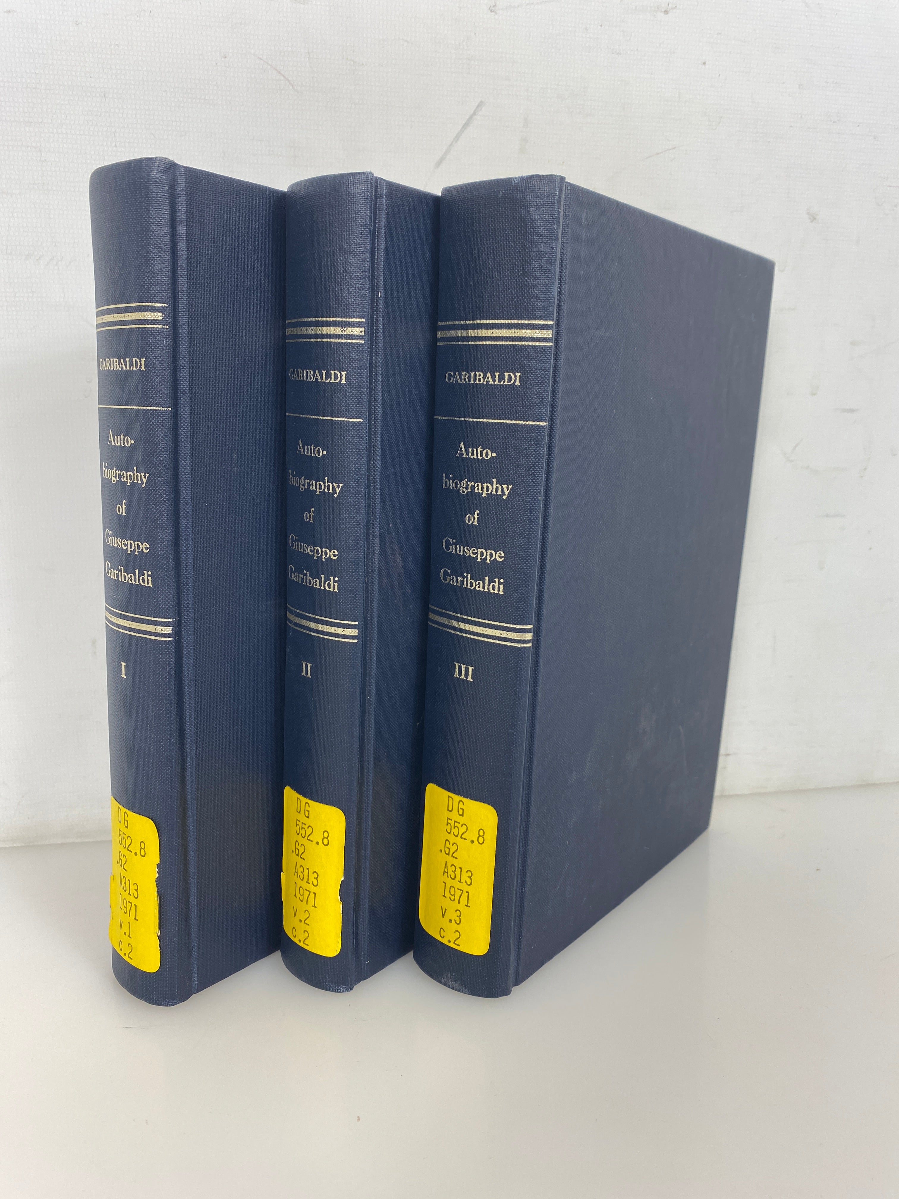 3 Volume Set: Autobiography of Giuseppe Garibaldi 1971 Ex-Library HC