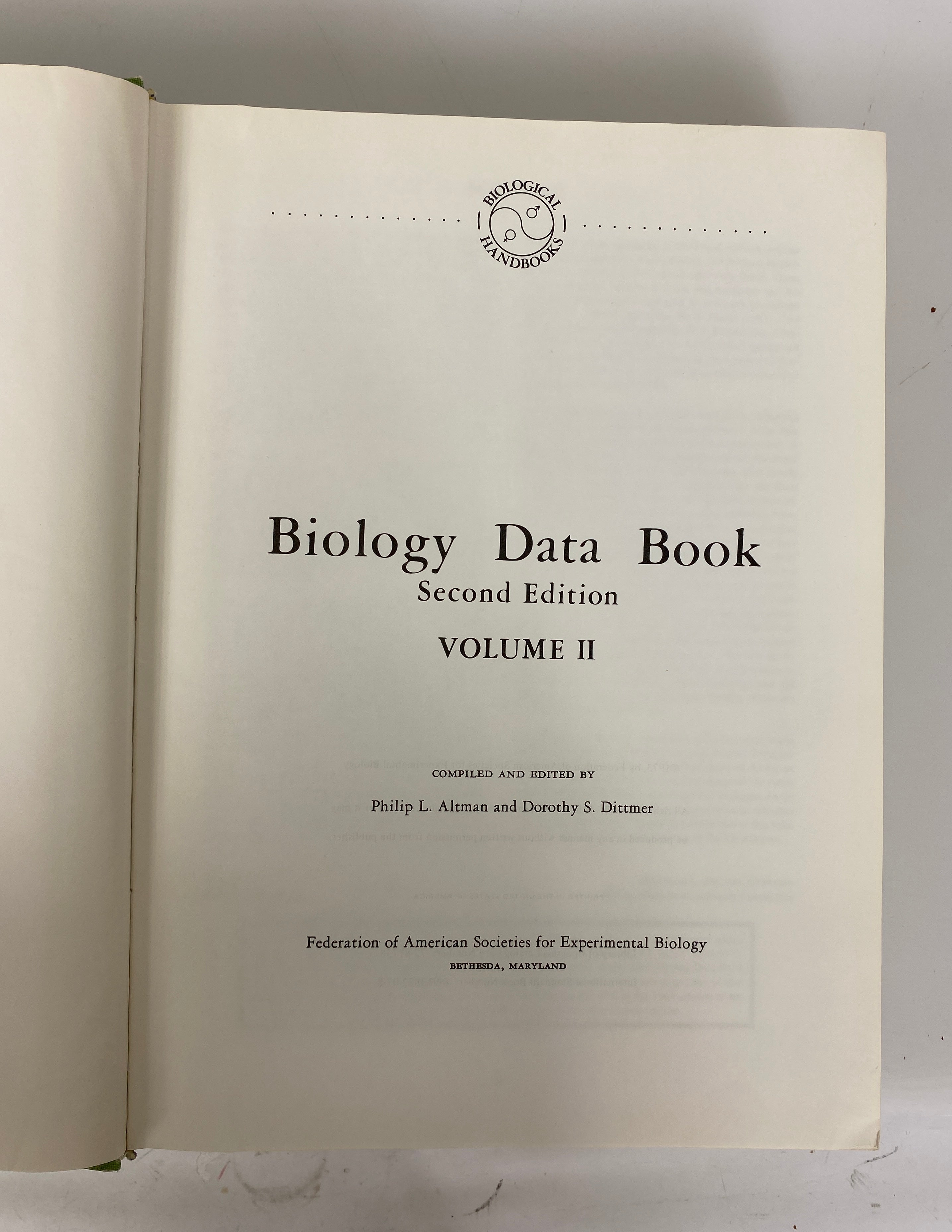 3 Volume Set: Biology Data Book by Altman/Dittmer 2nd Edition 1972-74 HC DJ