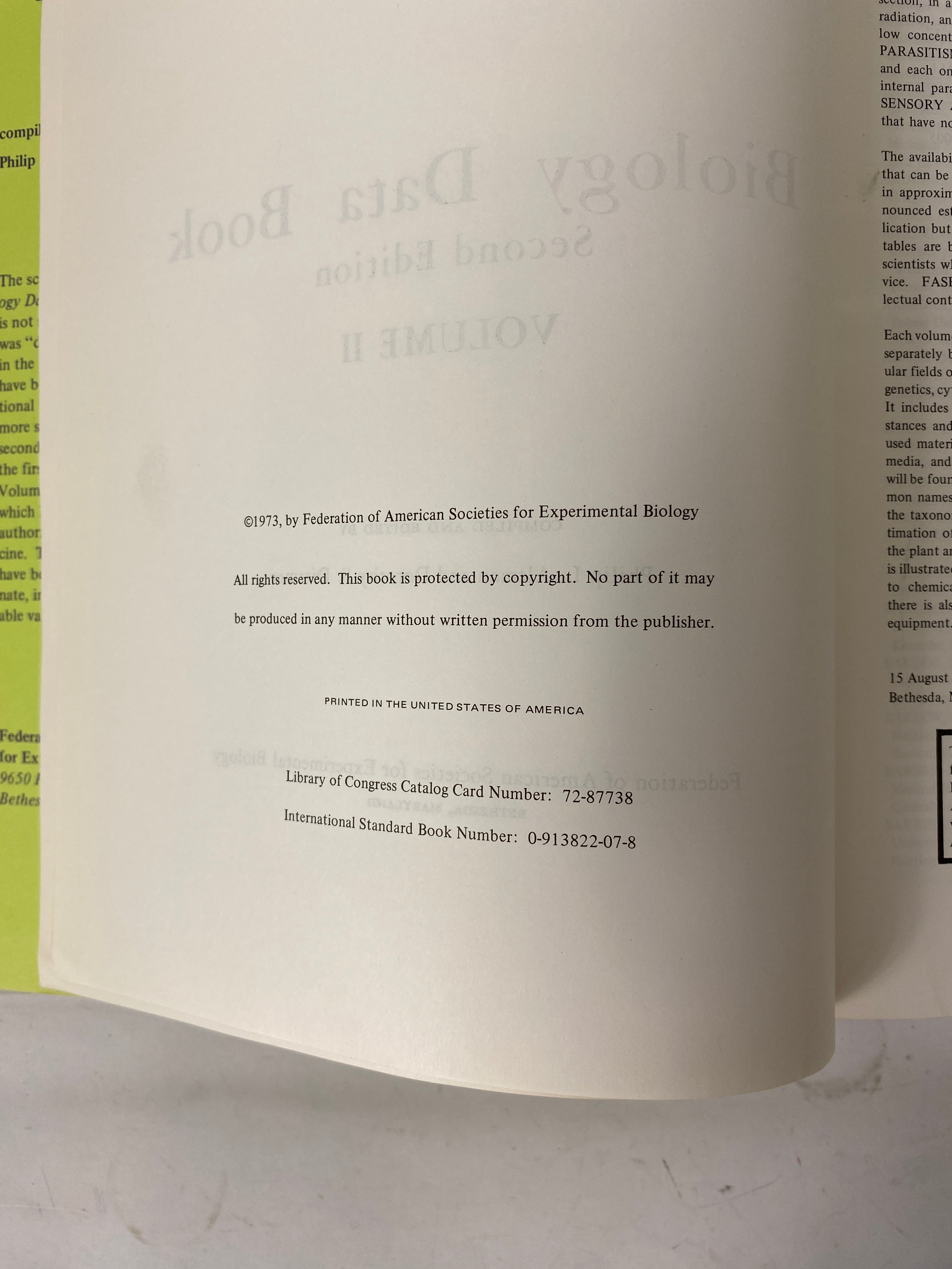 3 Volume Set: Biology Data Book by Altman/Dittmer 2nd Edition 1972-74 HC DJ