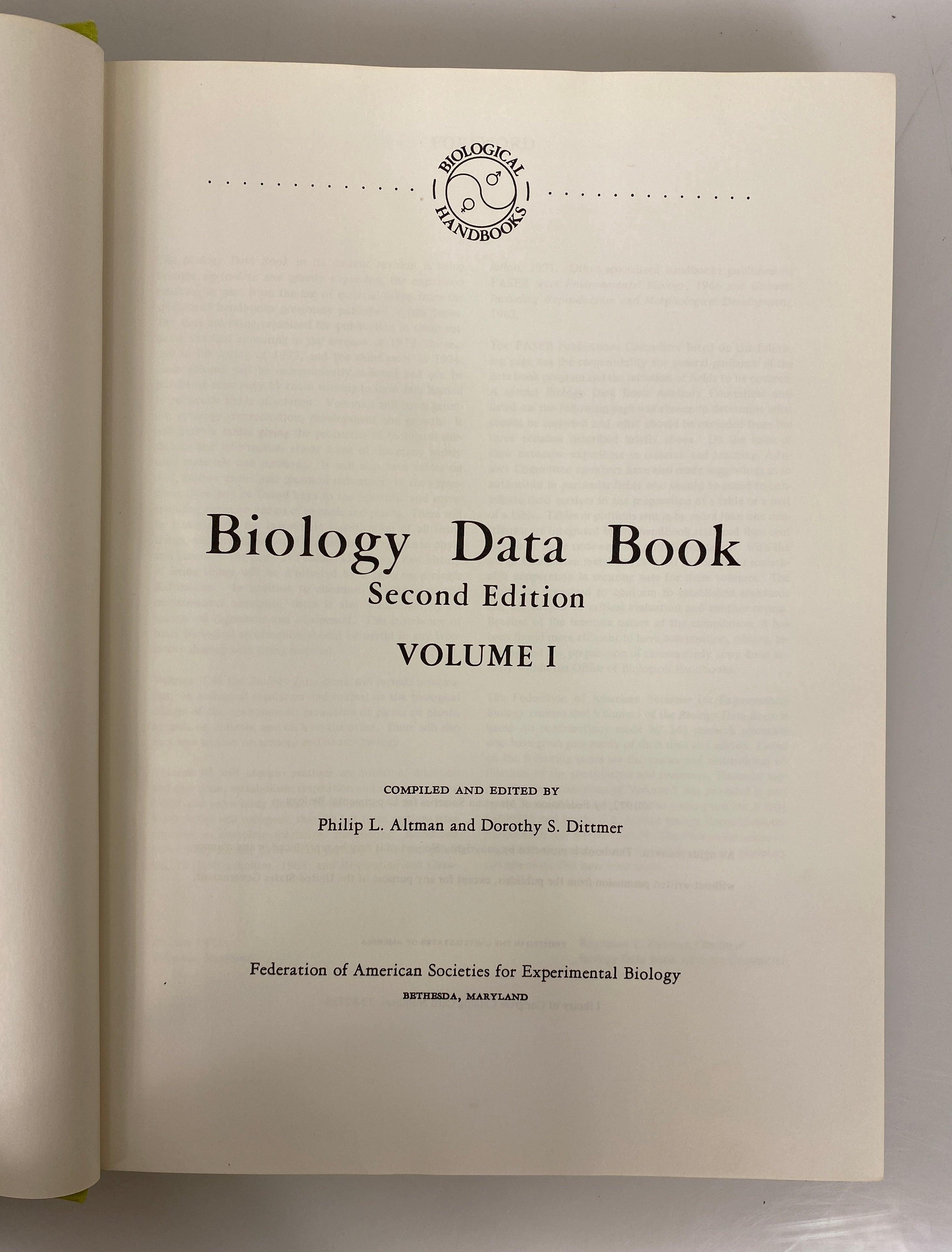 3 Volume Set: Biology Data Book by Altman/Dittmer 2nd Edition 1972-74 HC DJ