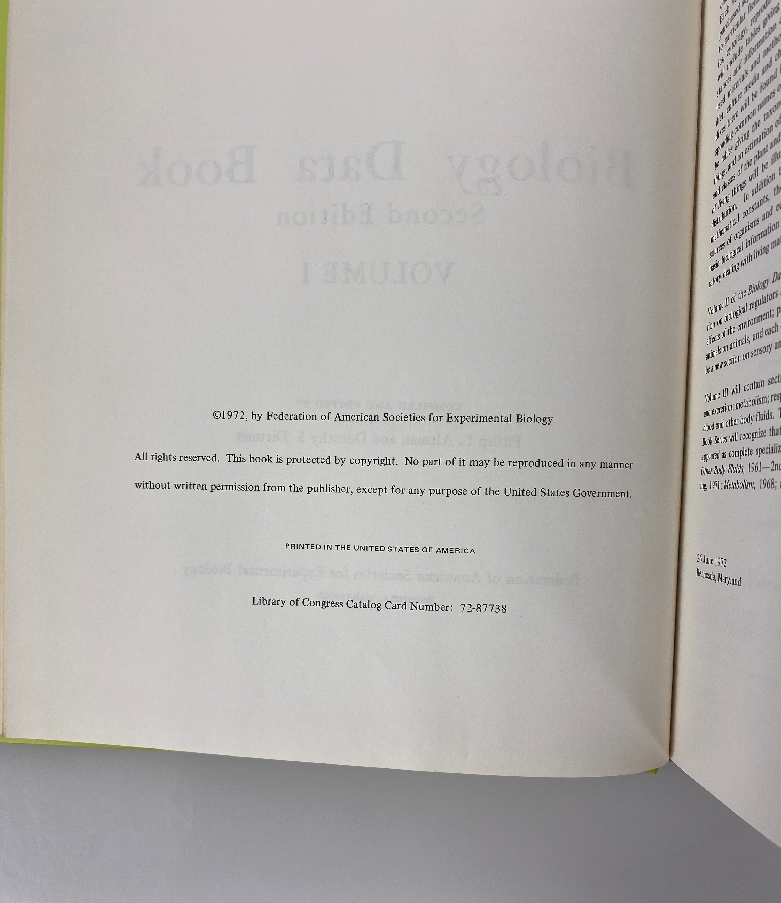 3 Volume Set: Biology Data Book by Altman/Dittmer 2nd Edition 1972-74 HC DJ