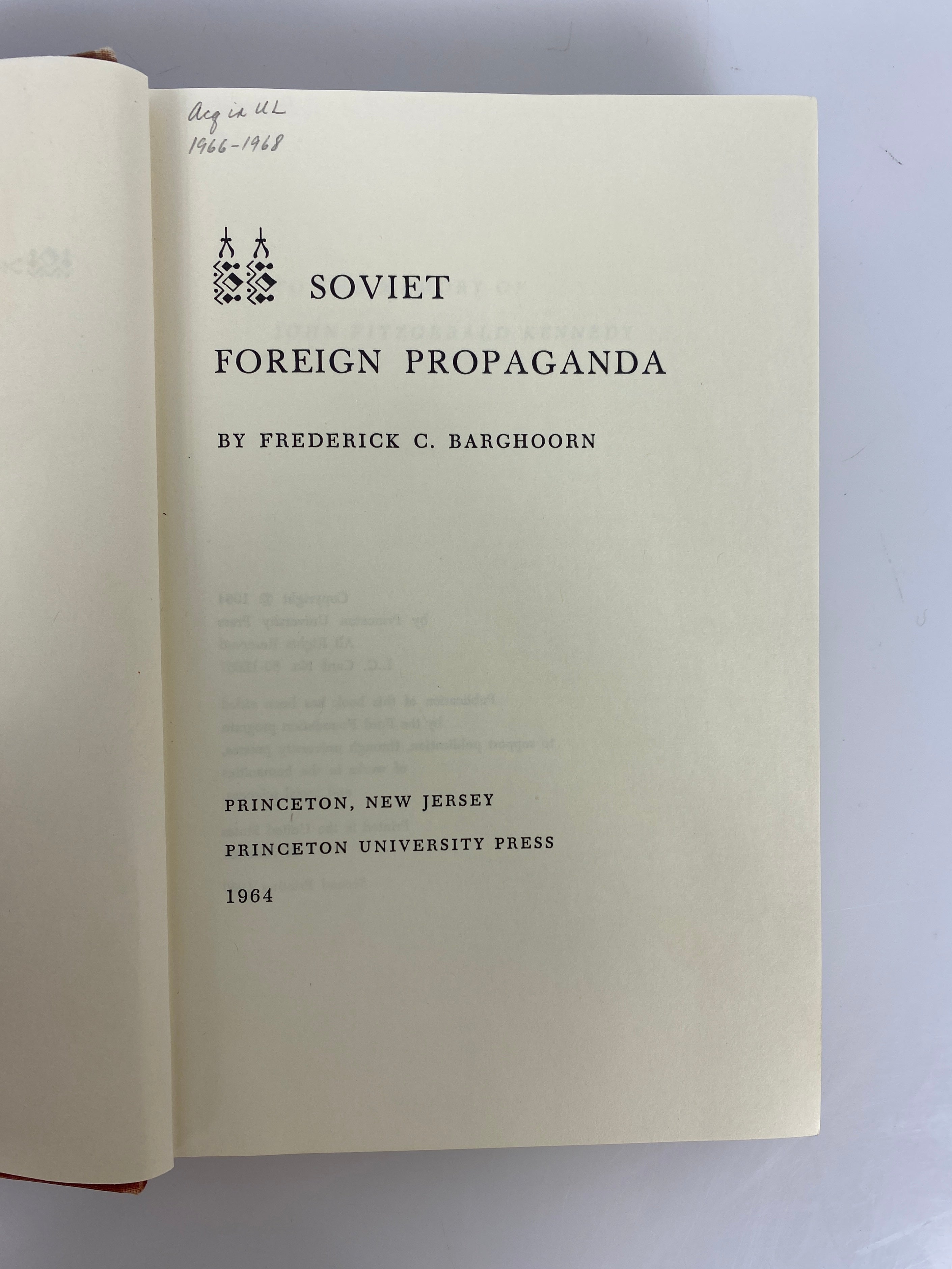 3 Volumes Soviet History by Frederick Barghoorn 1950-1966 Ex-Library HC