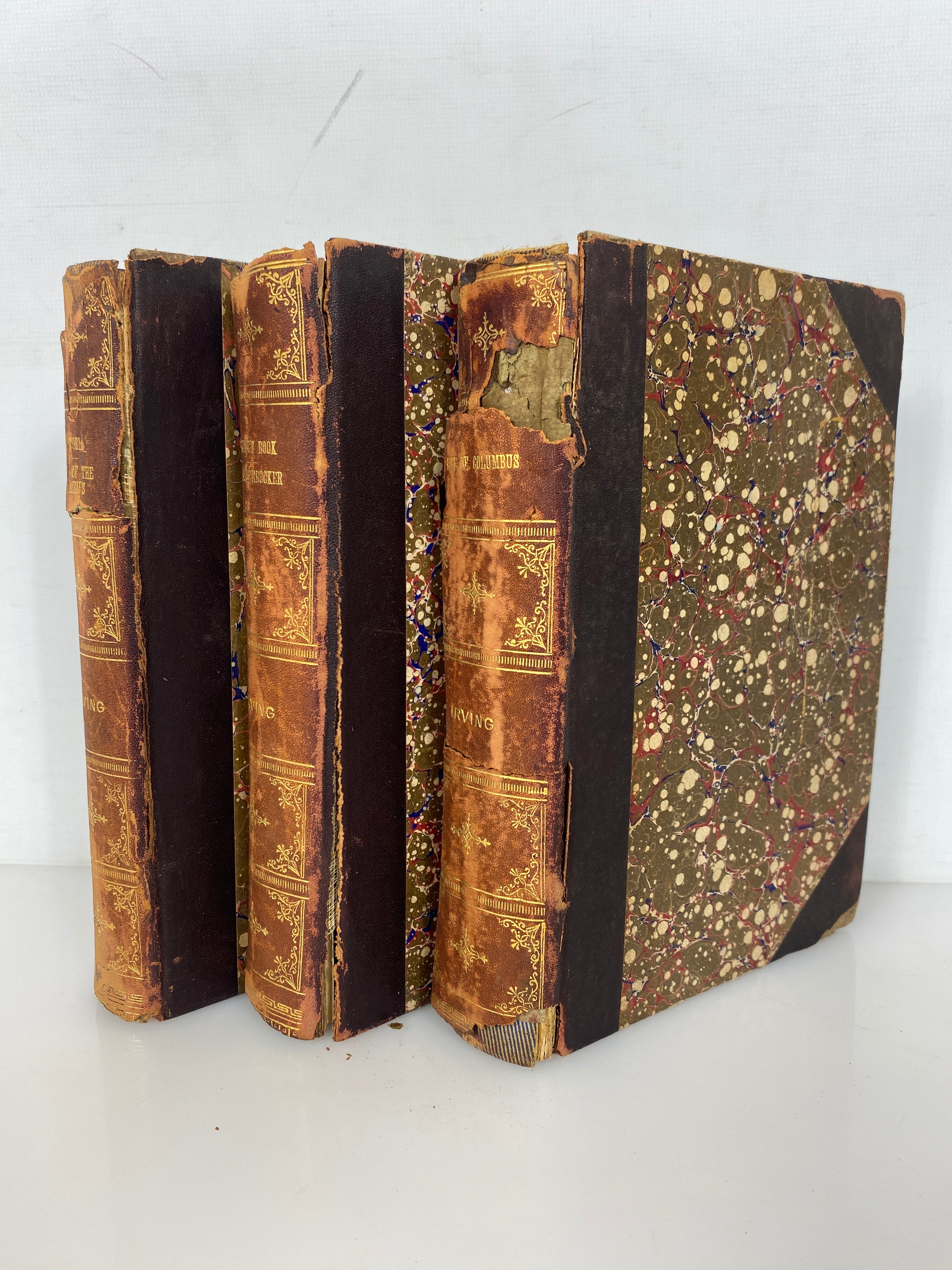 3 Volumes The Works of Washington Irving 1887 Columbus/Astoria/Knickerbocker HC