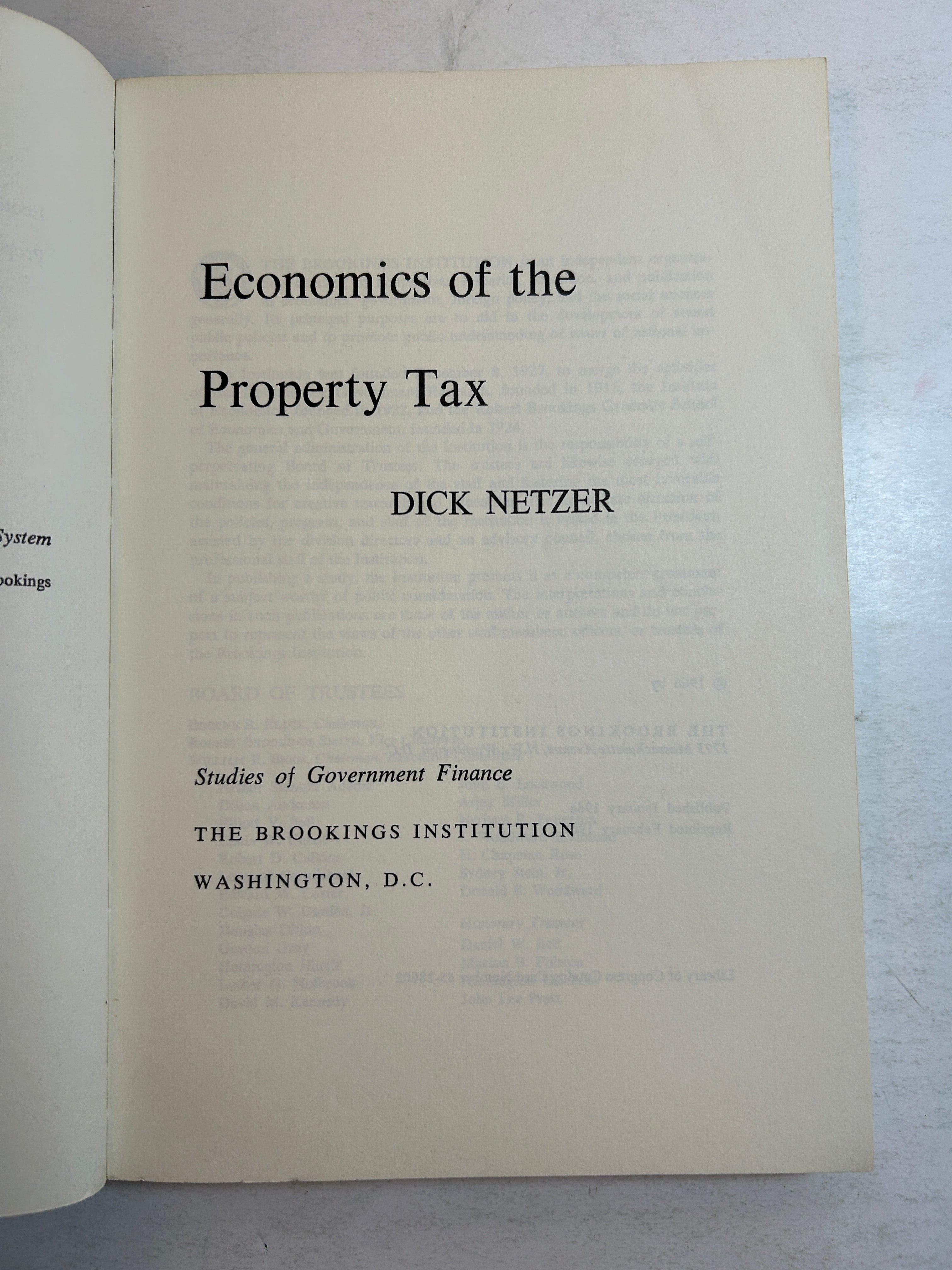 3 Vtg Brookings Institution SC: Fiscal Federalism/Property Tax/Fiscal Relations