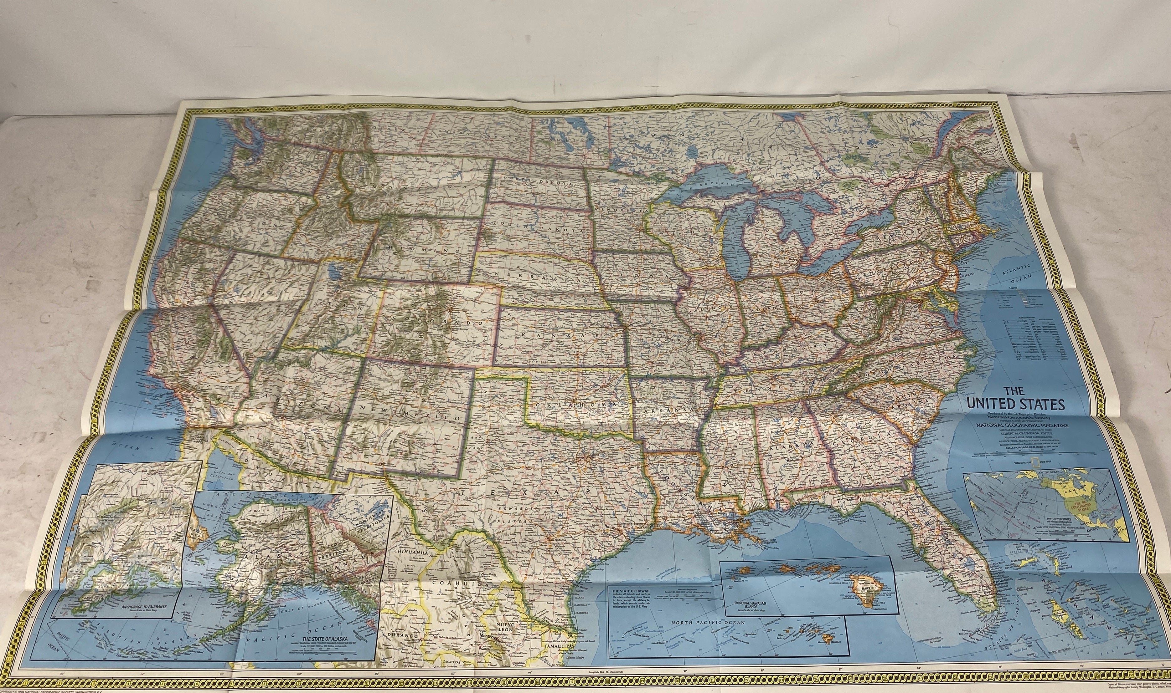 3 Vtg Nat Geo US Wall Maps incl Portrait USA/Territorial Growth of the US