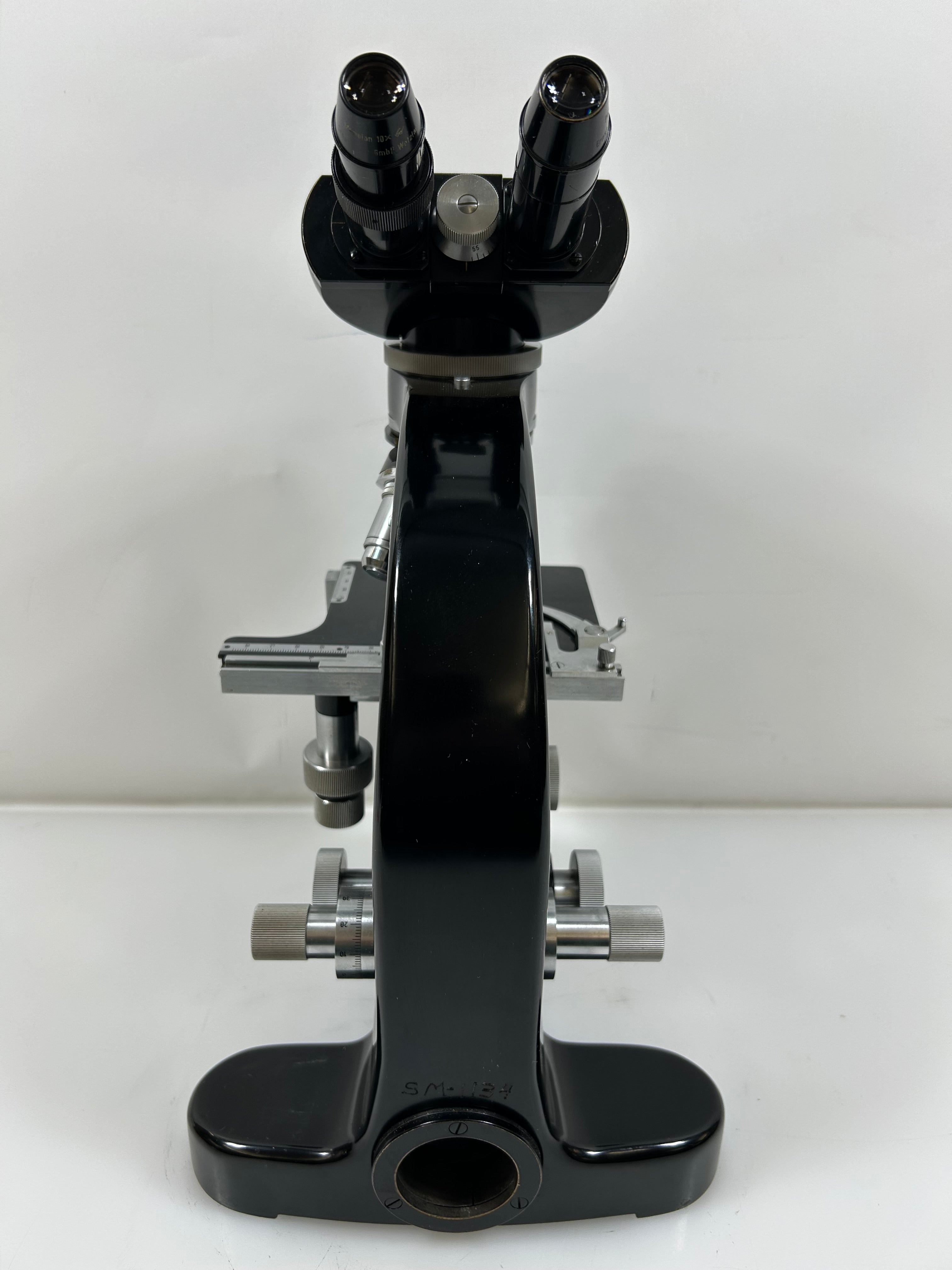 Vintage Leitz Laborlux II Binocular Microscope with Wood Case