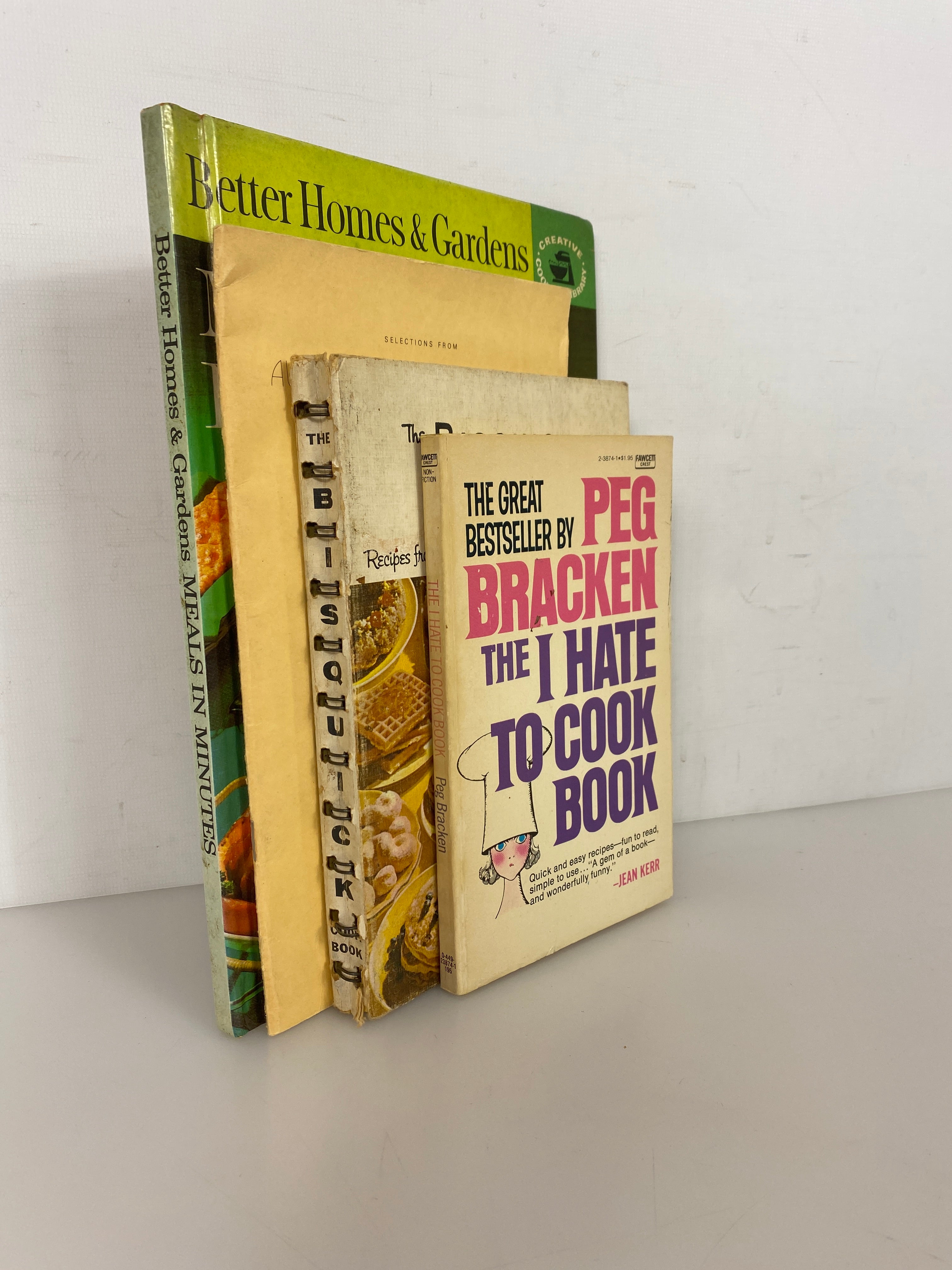 4 Vintage Cookbooks: I Hate to Cook/Bisquick/Better Homes & Gardens/Aunt Sammy