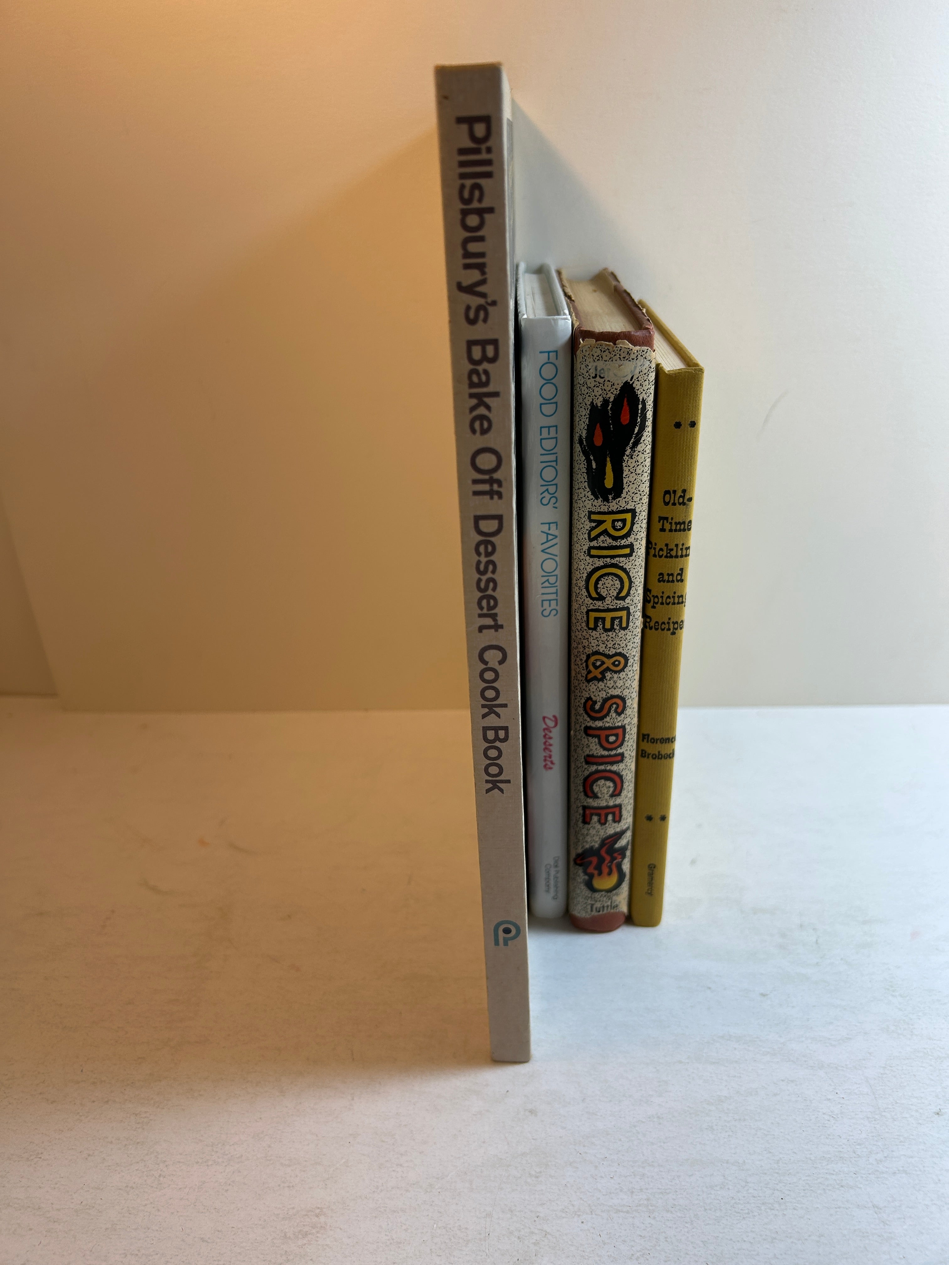 4 Vintage Cookbooks: Pickling & Spicing/Rice & Spice/Pillsbury/Desserts MADD HC