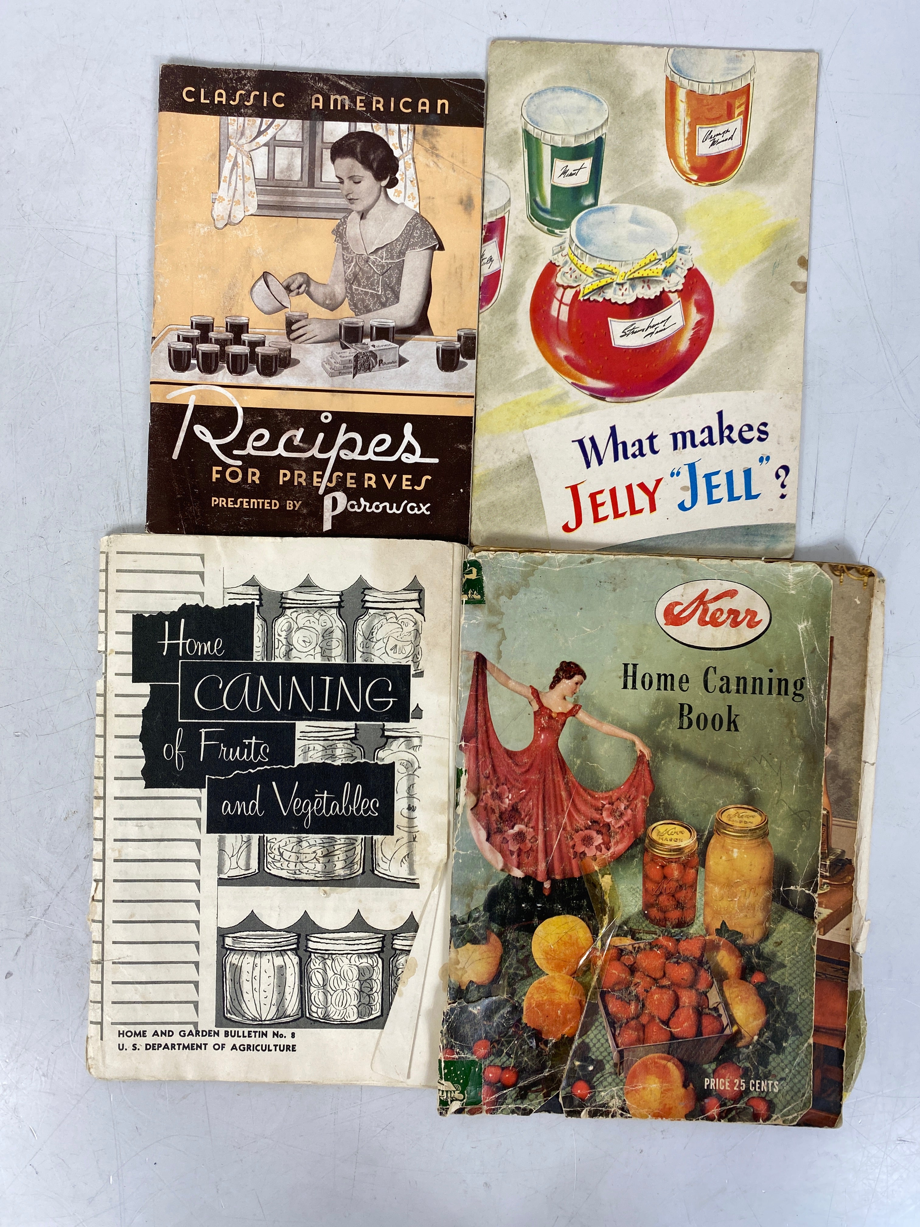 4 Vintage Home Canning: Kerr/General Foods/Parowax/USDA 1945-57 SC