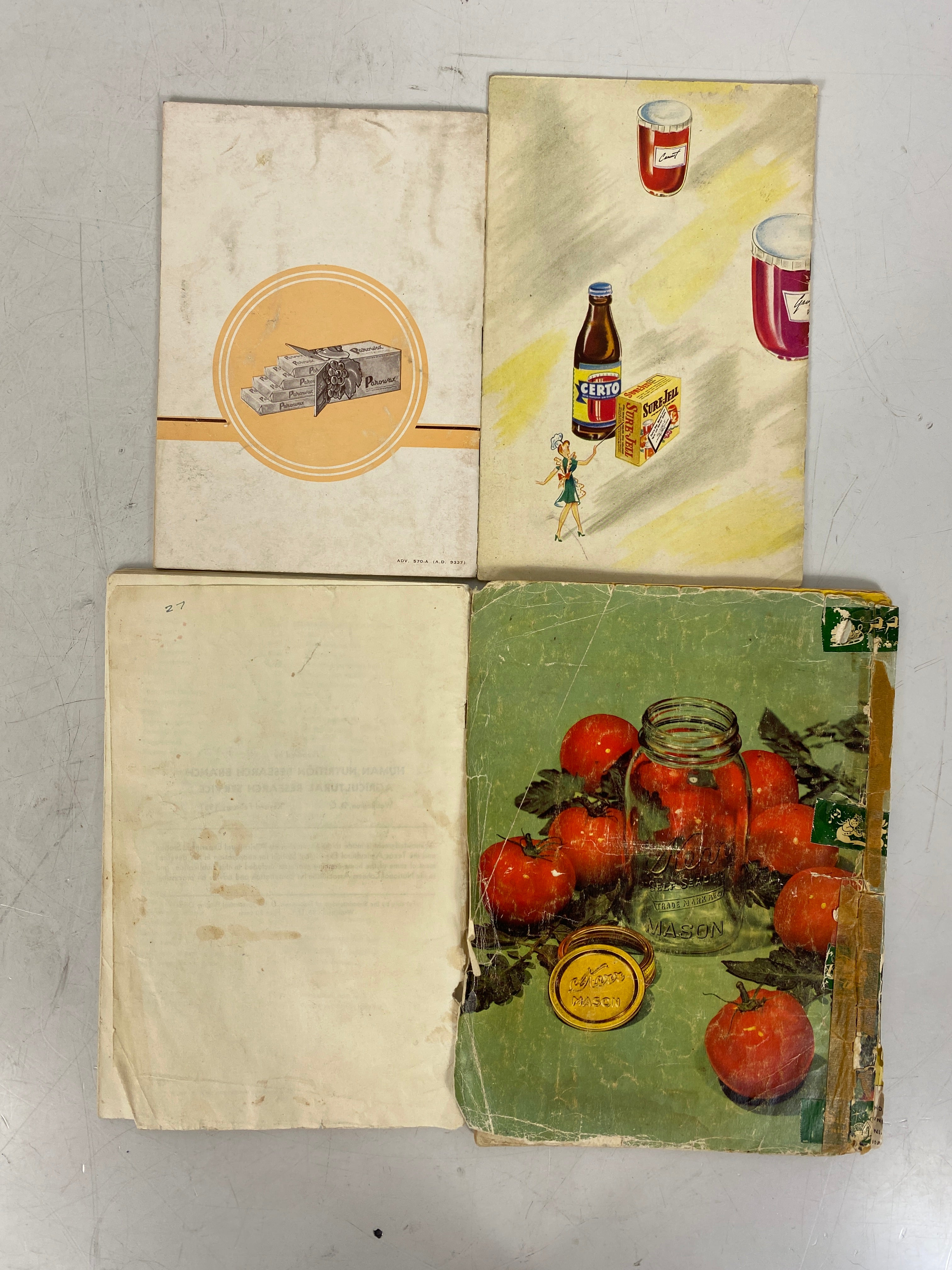 4 Vintage Home Canning: Kerr/General Foods/Parowax/USDA 1945-57 SC