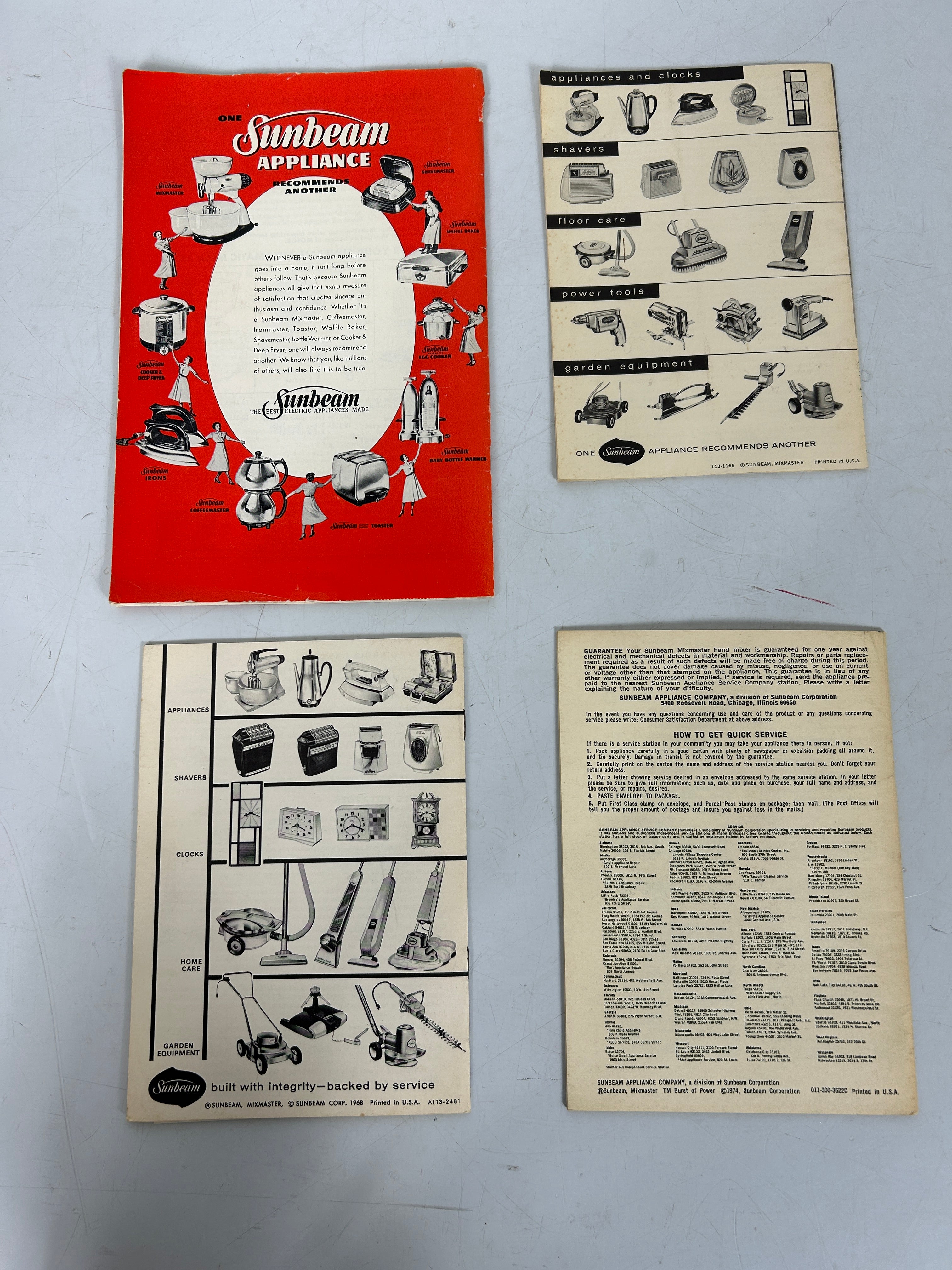 4 Vintage Sunbeam Mixmaster Hand Mixer Booklets w Recipes 1950-74 SC