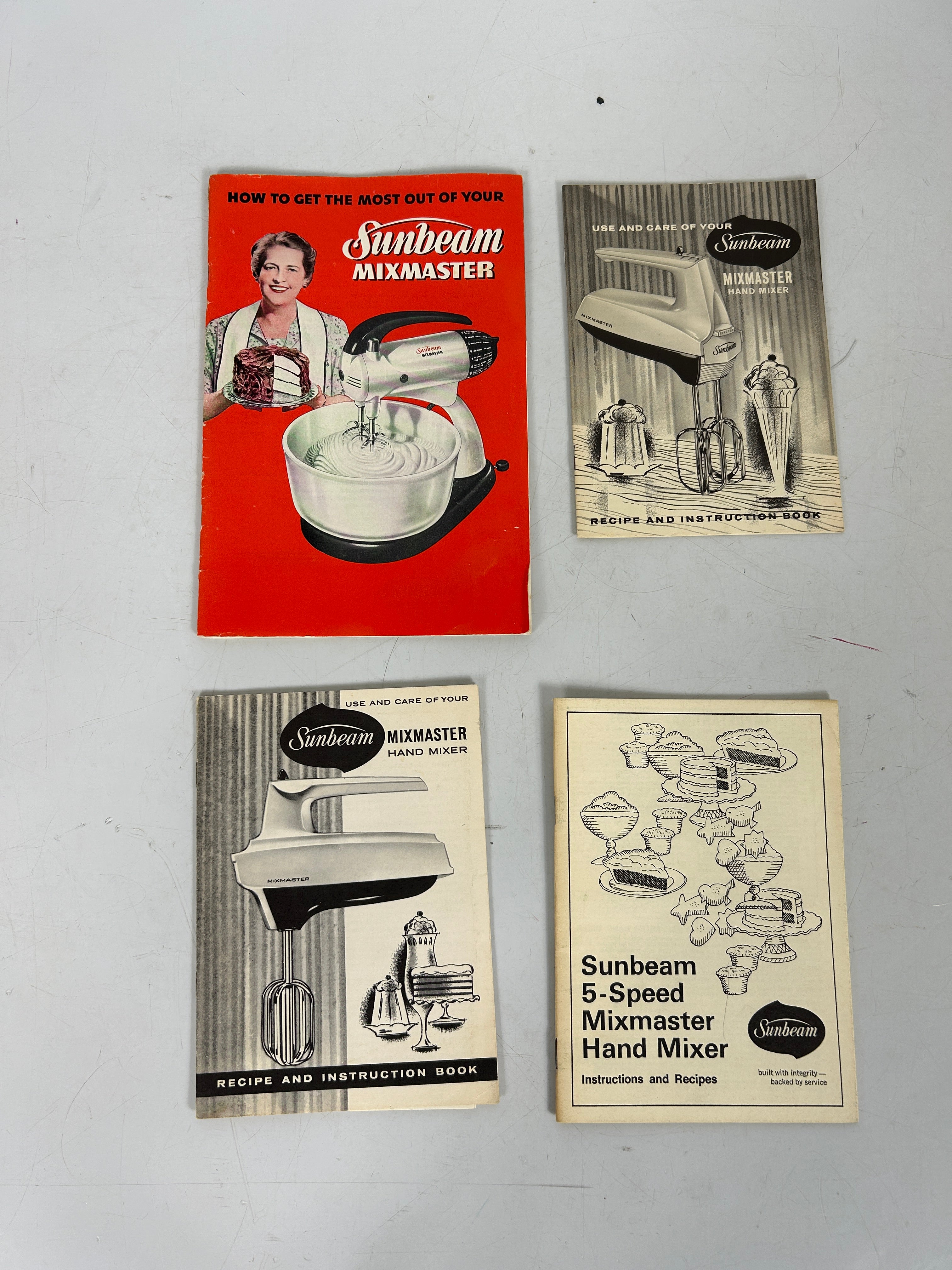 4 Vintage Sunbeam Mixmaster Hand Mixer Booklets w Recipes 1950-74 SC