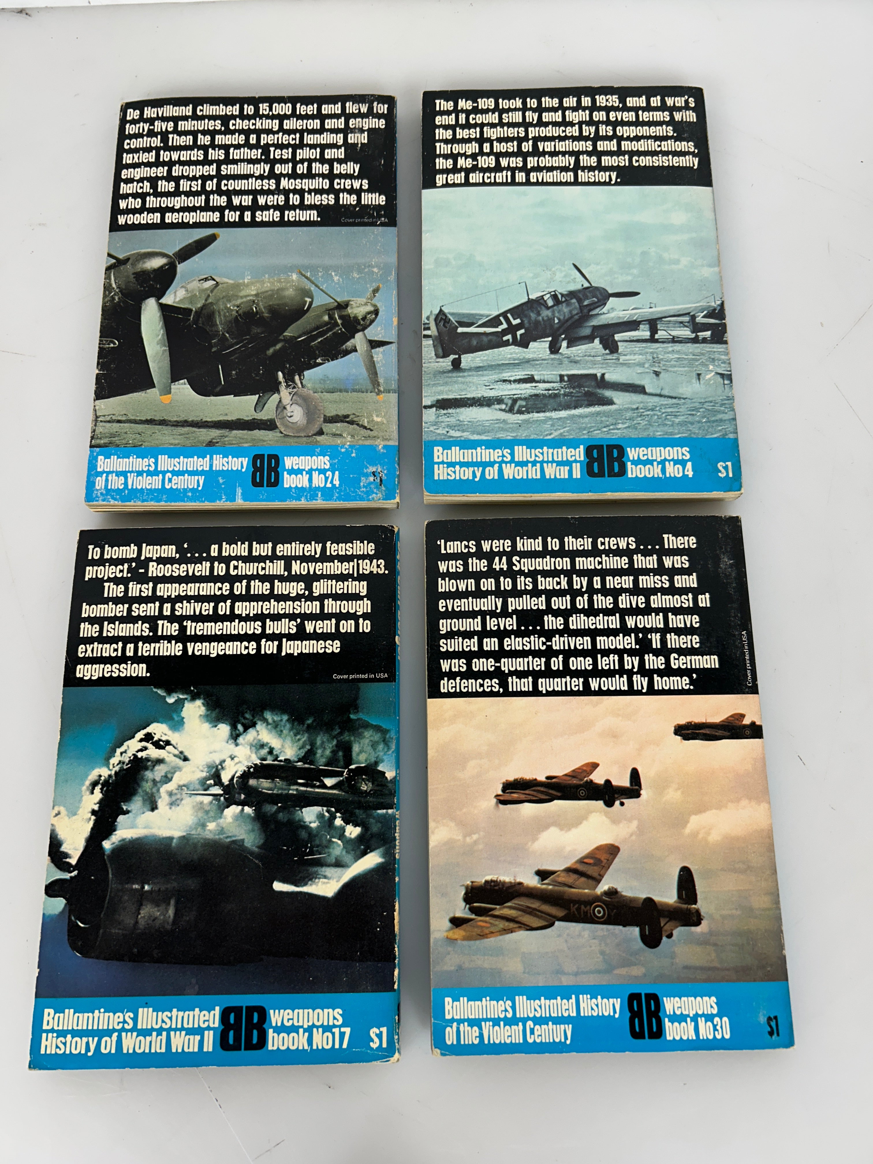 4 Vol Ballantine's Ill Aircraft: #4 Me 109, #17 B29, #30 Lancaster, #24 Mosquito