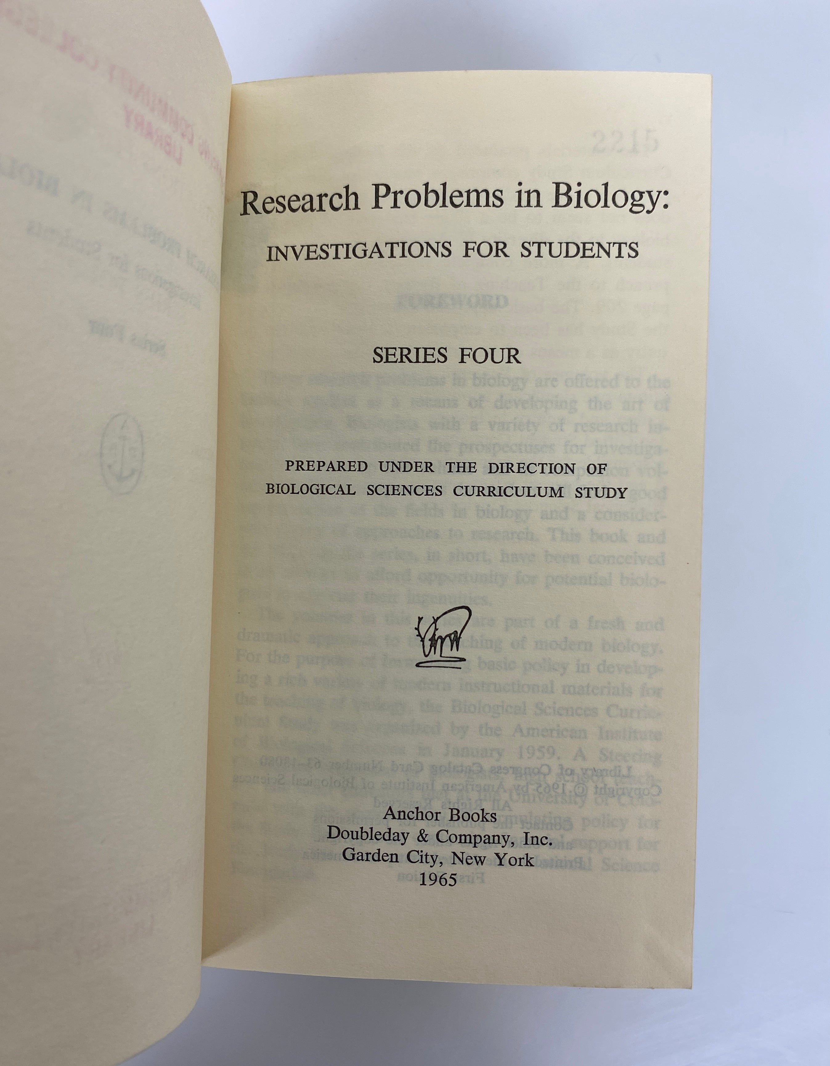 4 Vol Set Research Problems in Biology Investigations for Students Ex-Library HC
