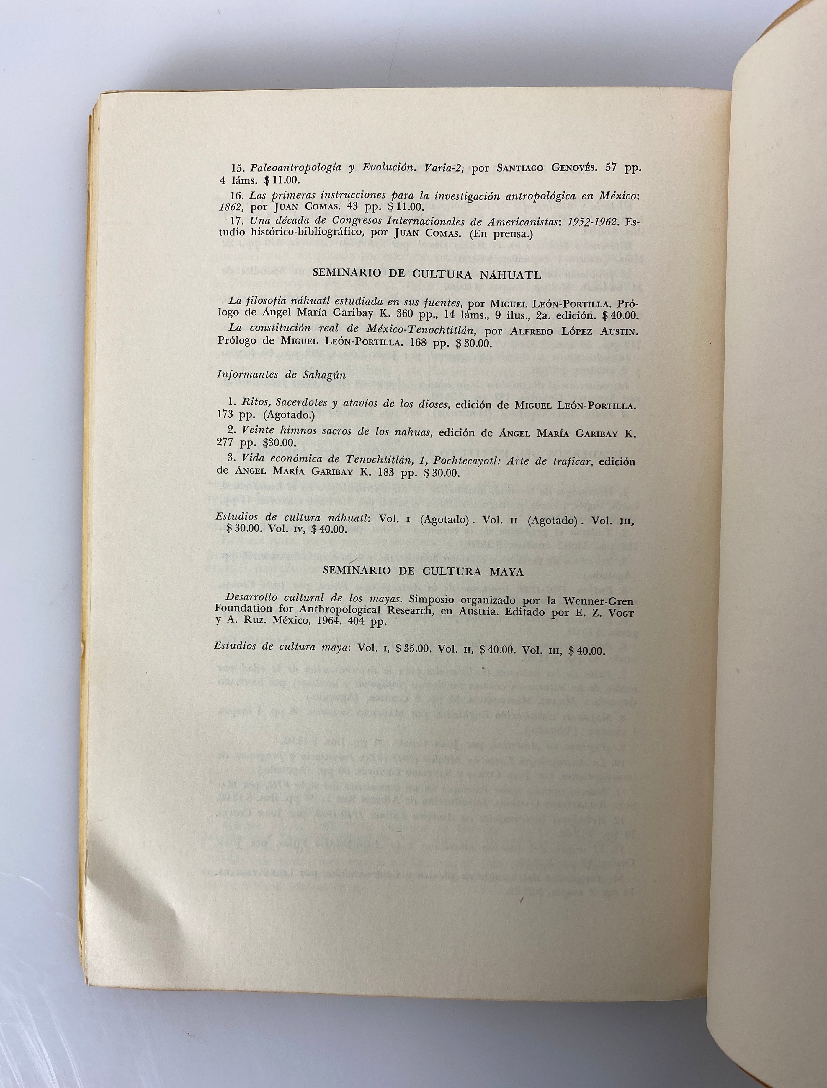 4 Vols: Anales De Antropologia Vols I-IV (in Spanish) 1964-1967 SC