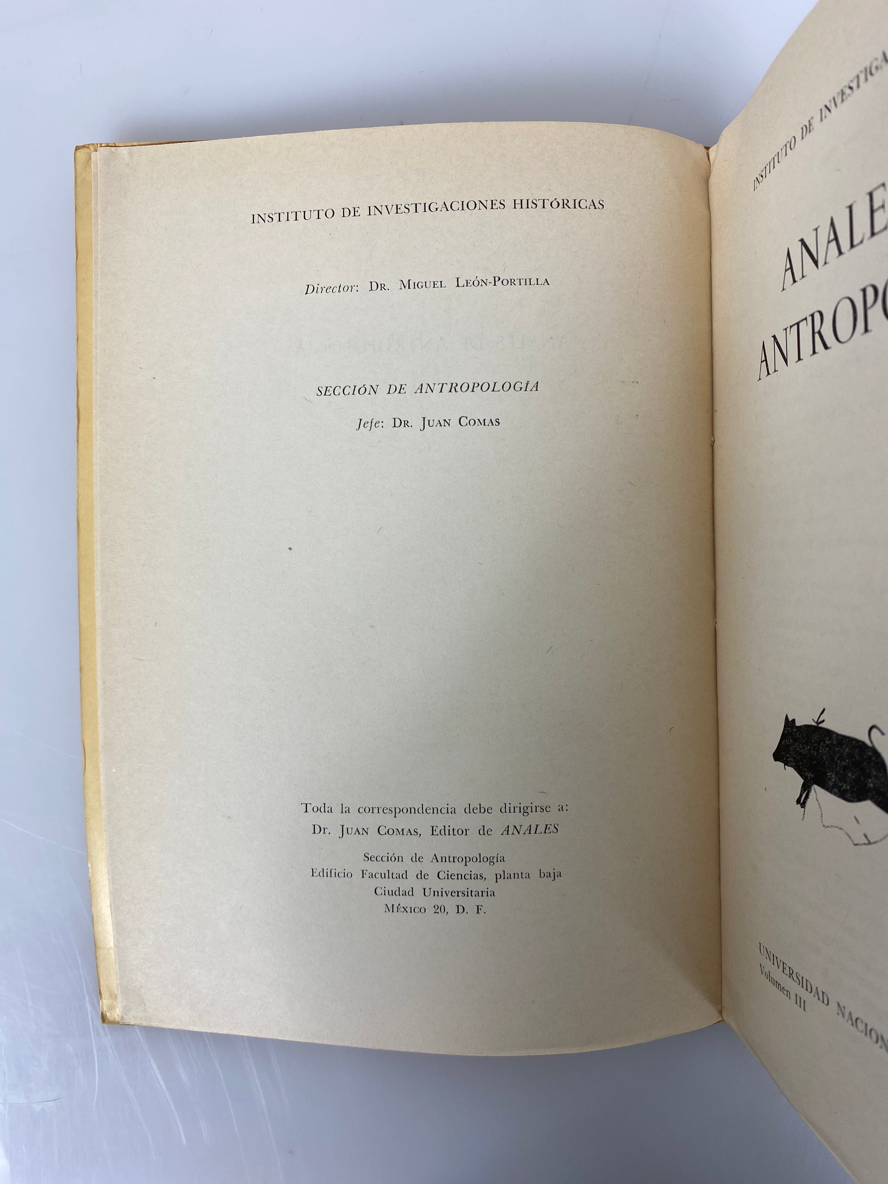 4 Vols: Anales De Antropologia Vols I-IV (in Spanish) 1964-1967 SC