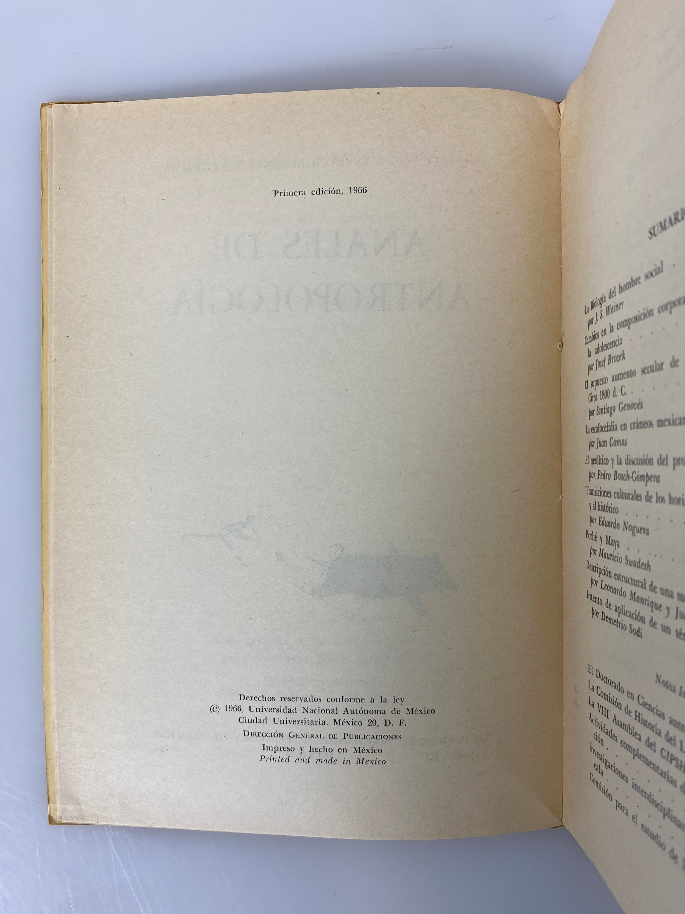 4 Vols: Anales De Antropologia Vols I-IV (in Spanish) 1964-1967 SC