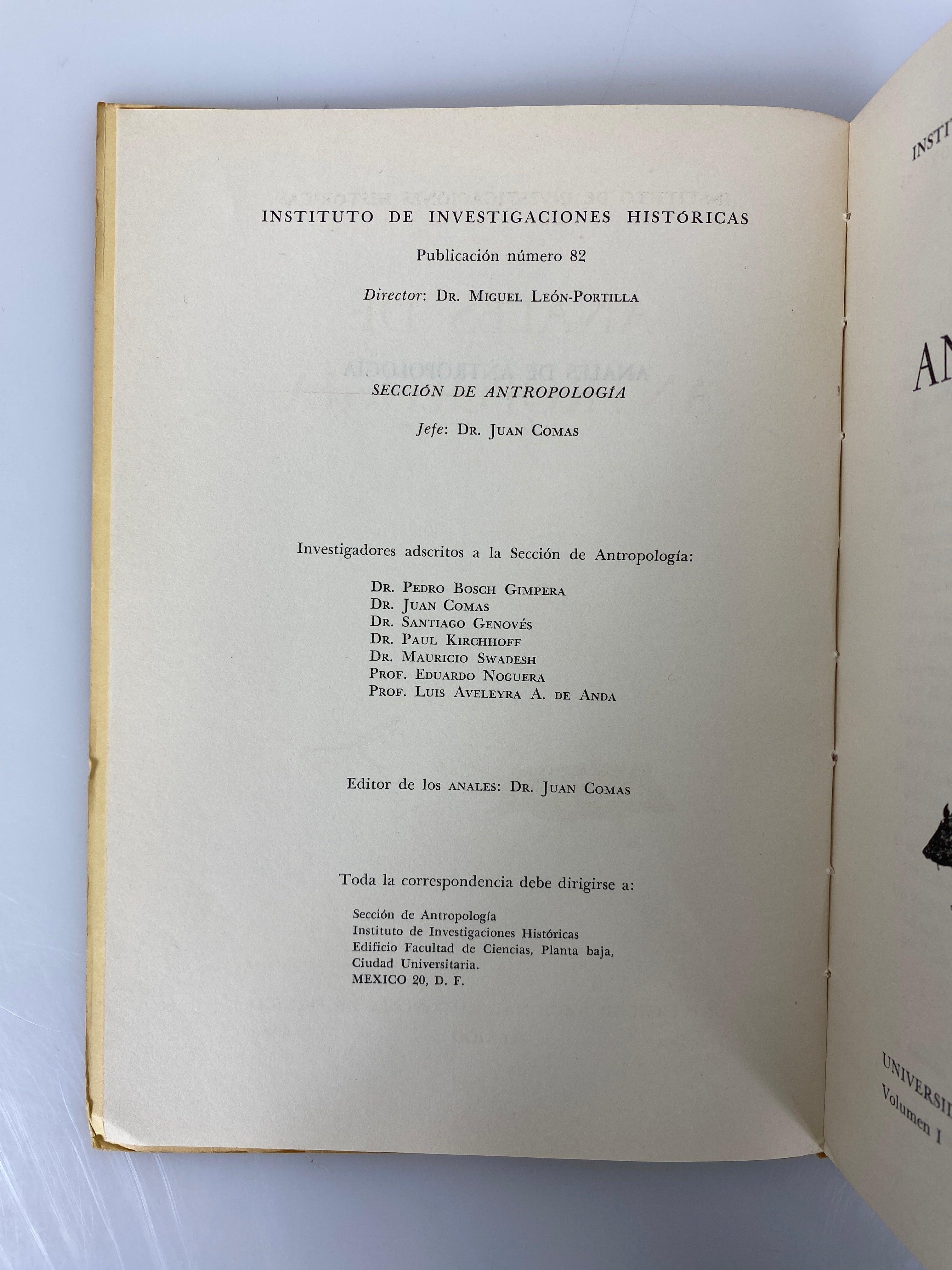 4 Vols: Anales De Antropologia Vols I-IV (in Spanish) 1964-1967 SC