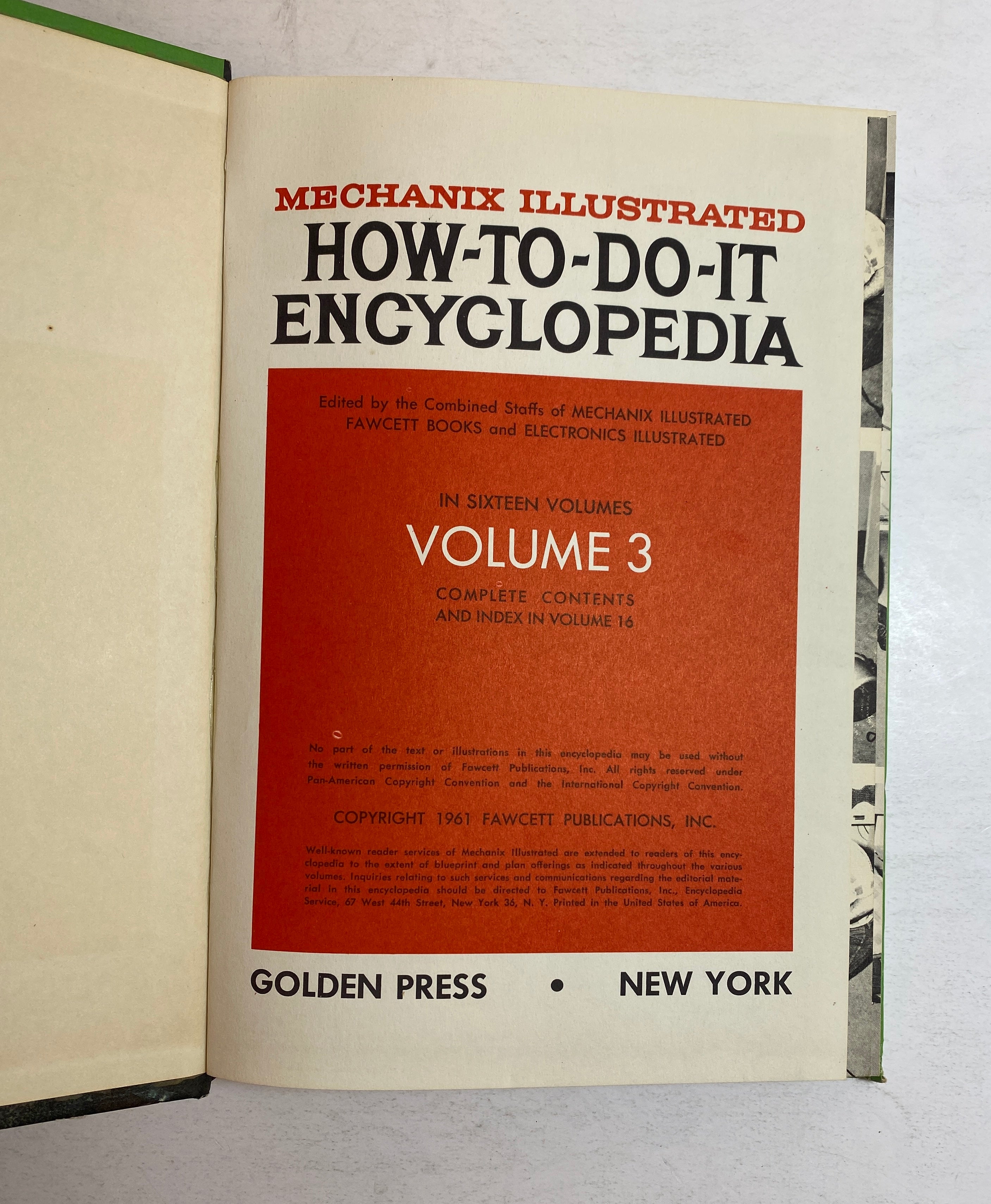 4 Vols: Mechanix Illustrated How To Do It Encyclopedia (3-5, 7) 1961 Vintage HC