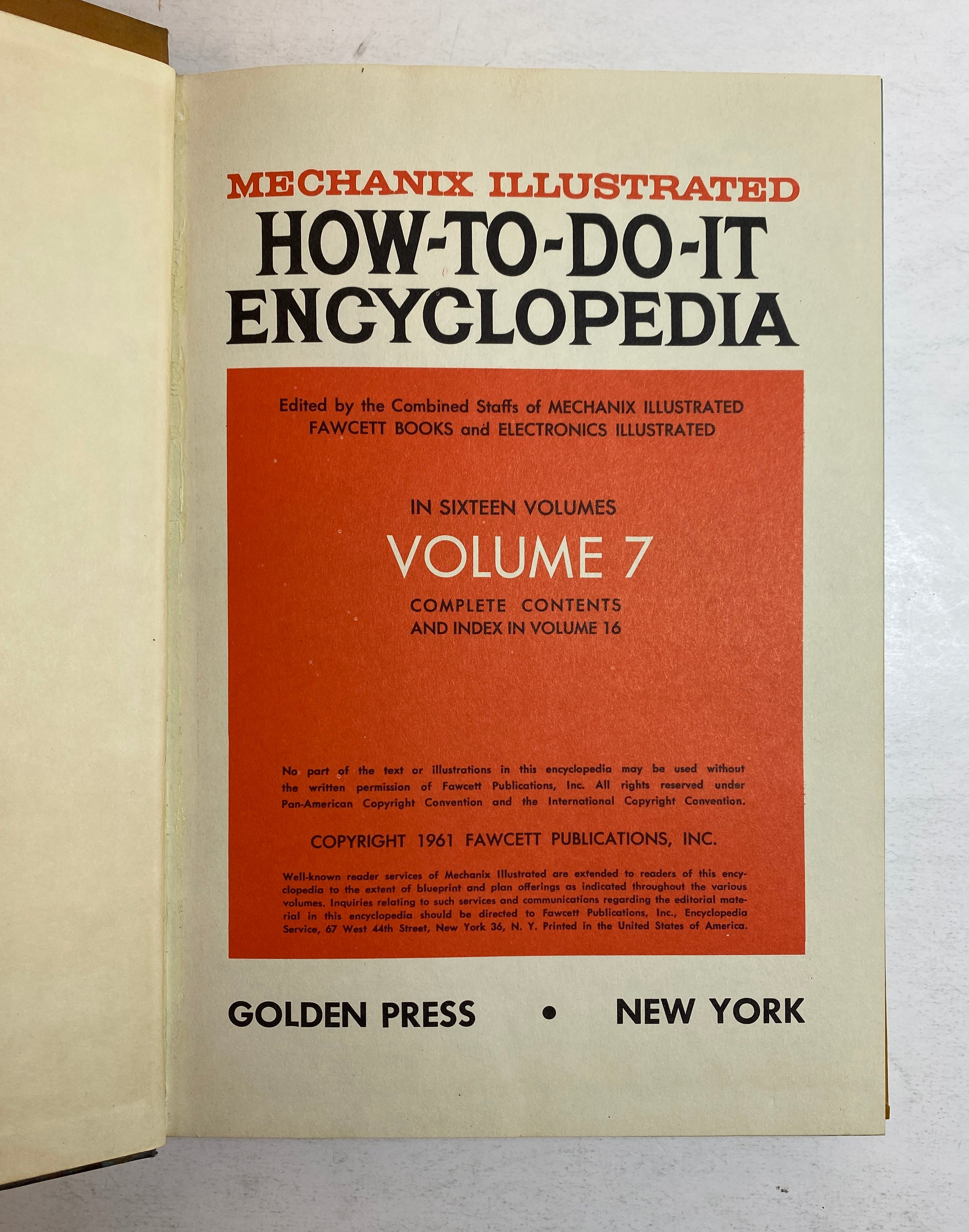 4 Vols: Mechanix Illustrated How To Do It Encyclopedia (3-5, 7) 1961 Vintage HC