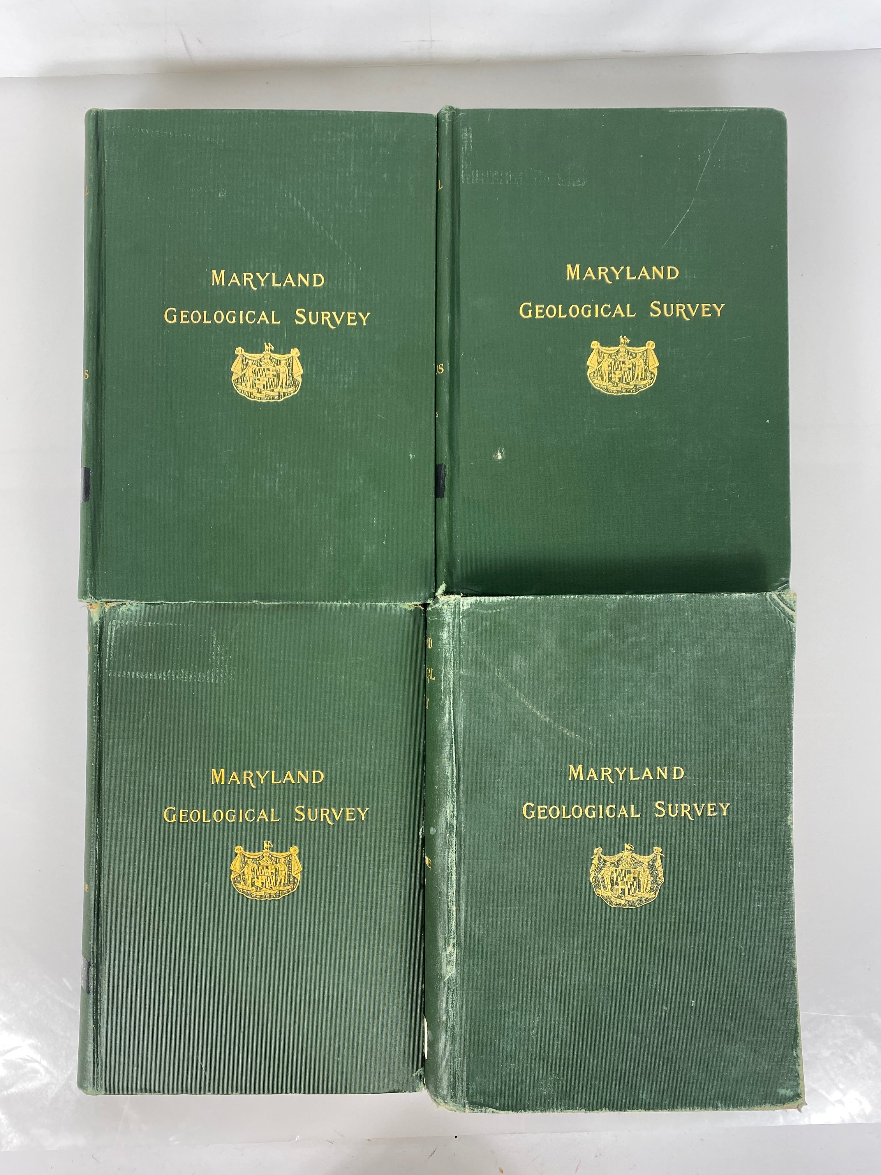 4 Volumes: Maryland Geological Survey 1904/1916 Antique HC Ex-Library