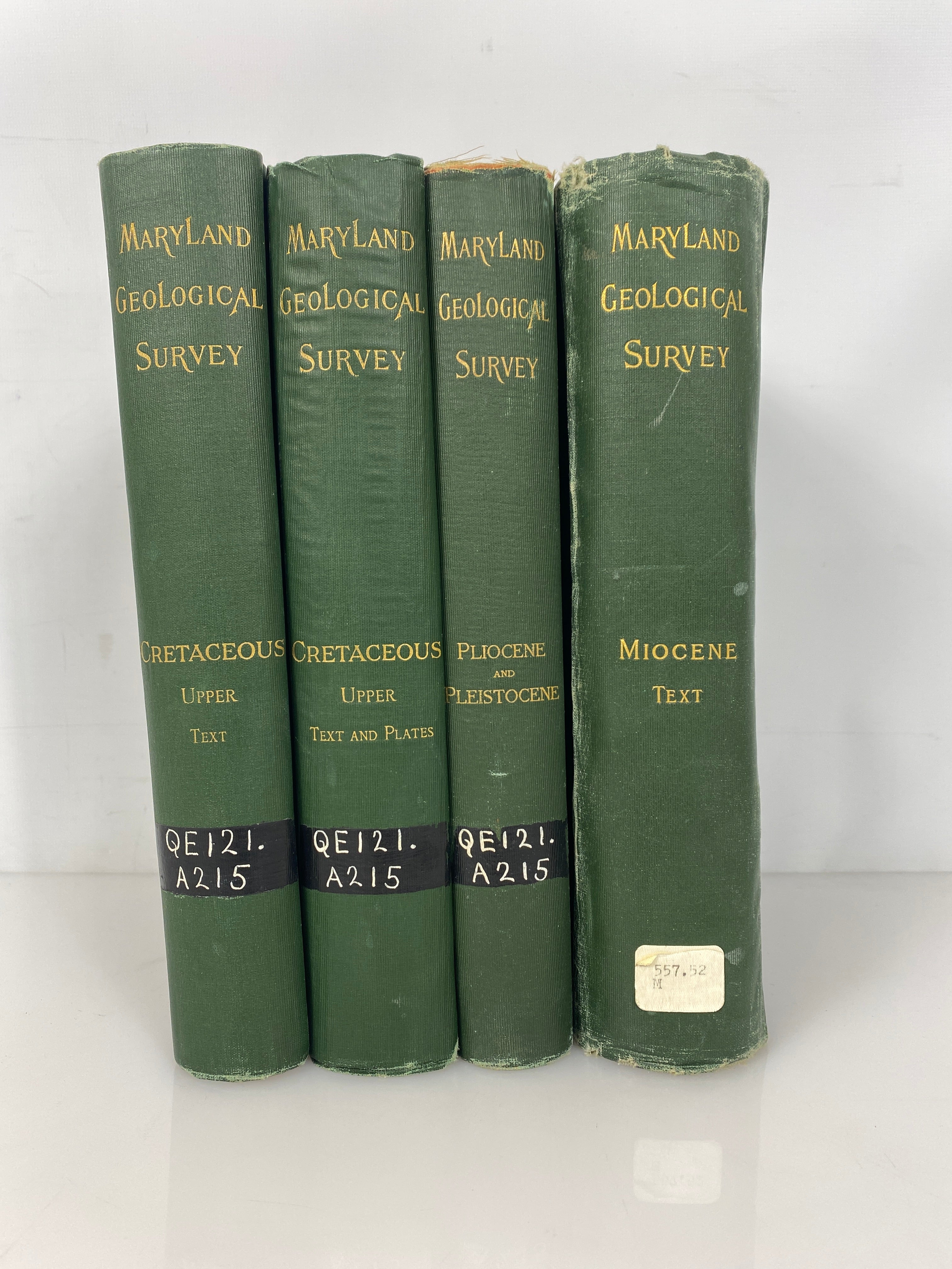 4 Volumes: Maryland Geological Survey 1904/1916 Antique HC Ex-Library