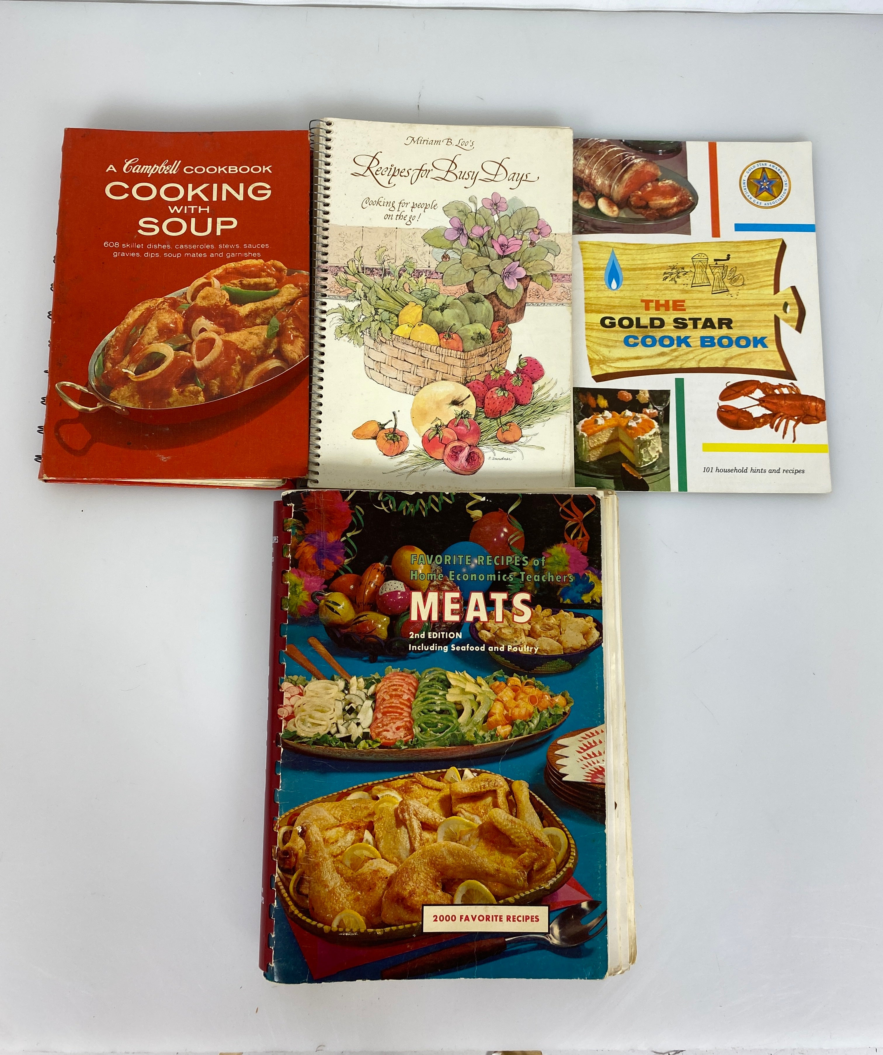 4 Vtg Cookbooks: Campbell's/American Gas/Current Inc/Home Economics Teachers