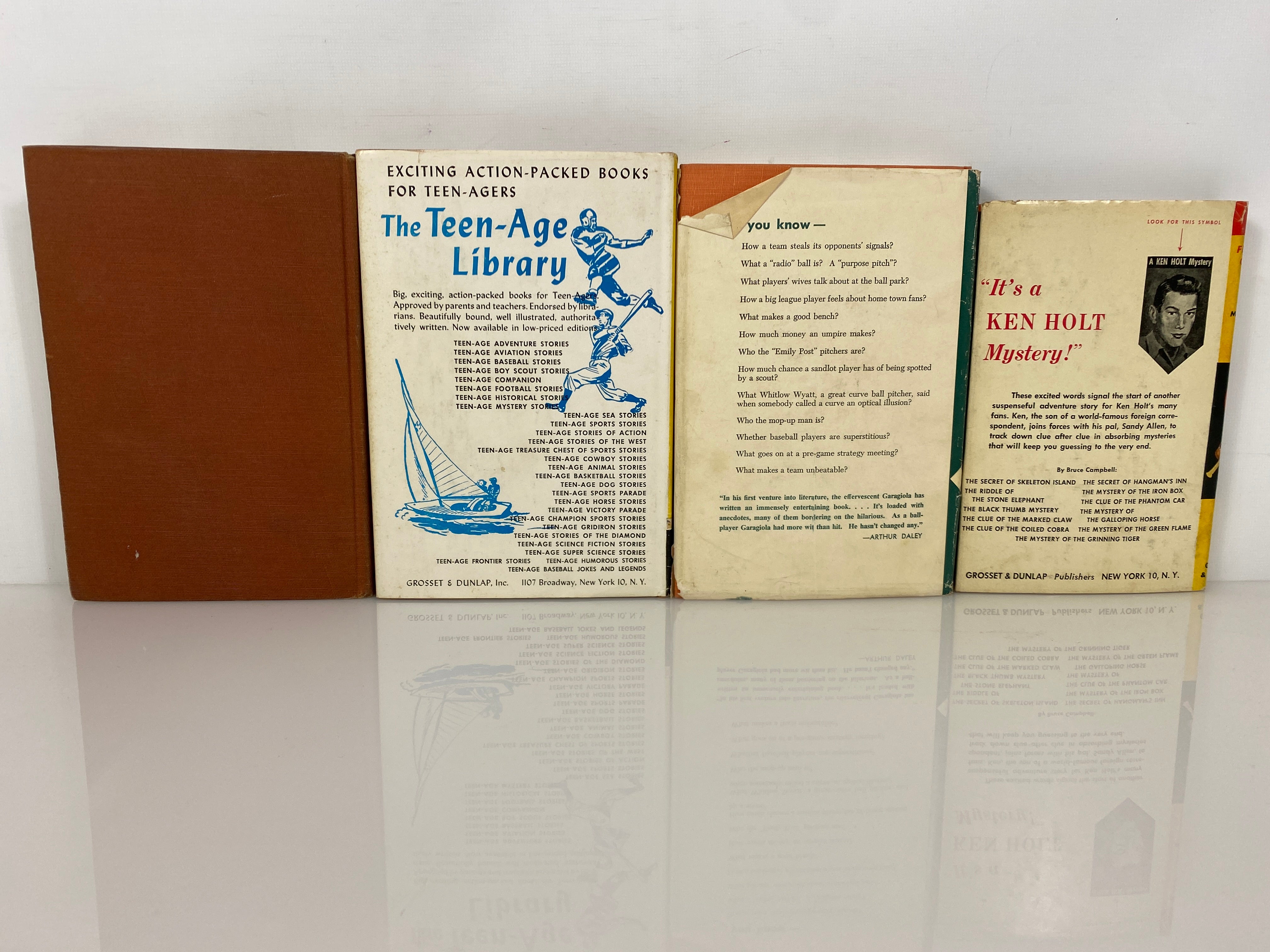 4 Vtg Vols incl Rebel Halfback/Baseball is a Funny Game/Bronc Burnett 1947-60 HC