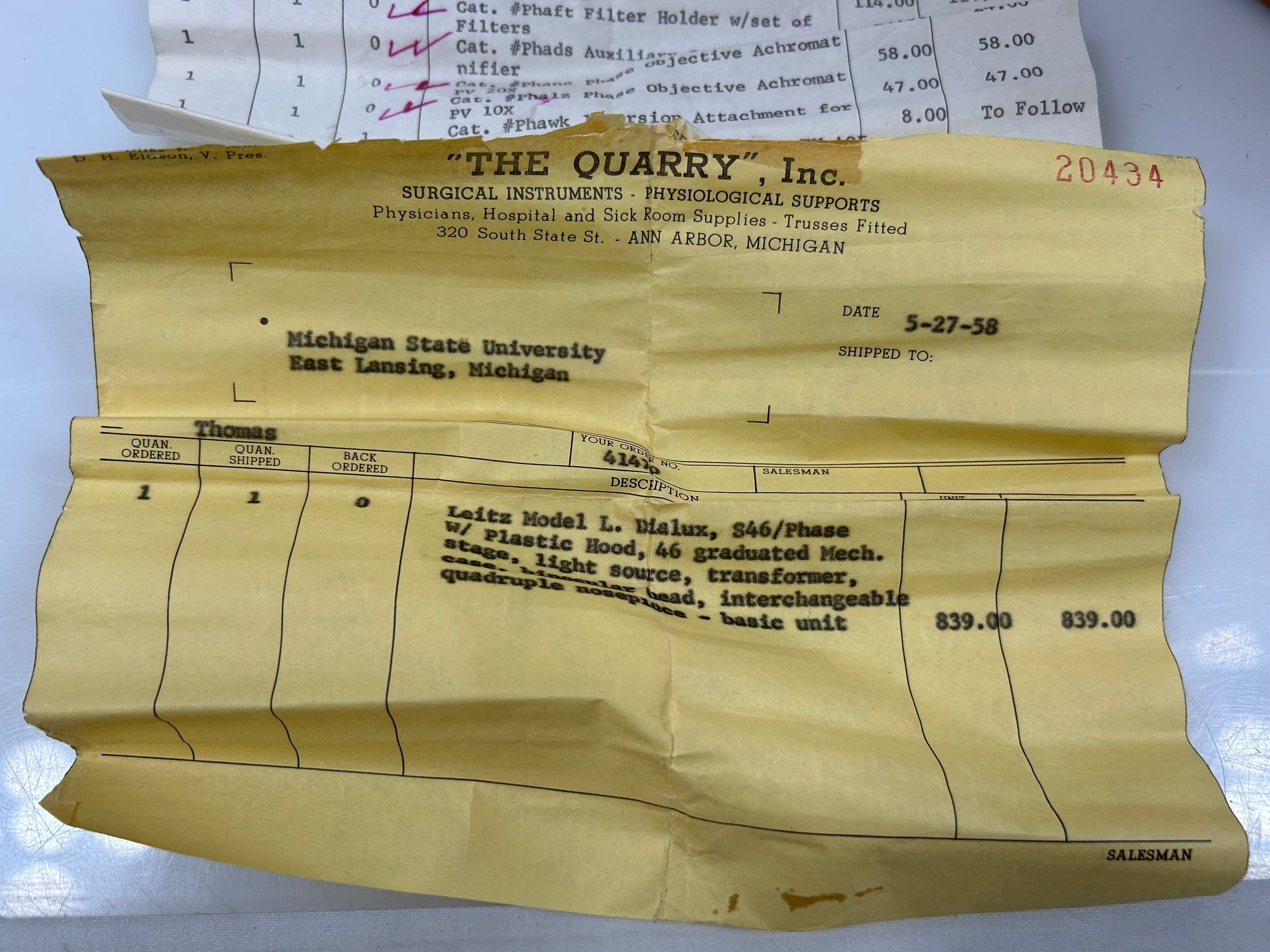 Vintage Leitz Laborlux II Binocular Microscope with Wood Case