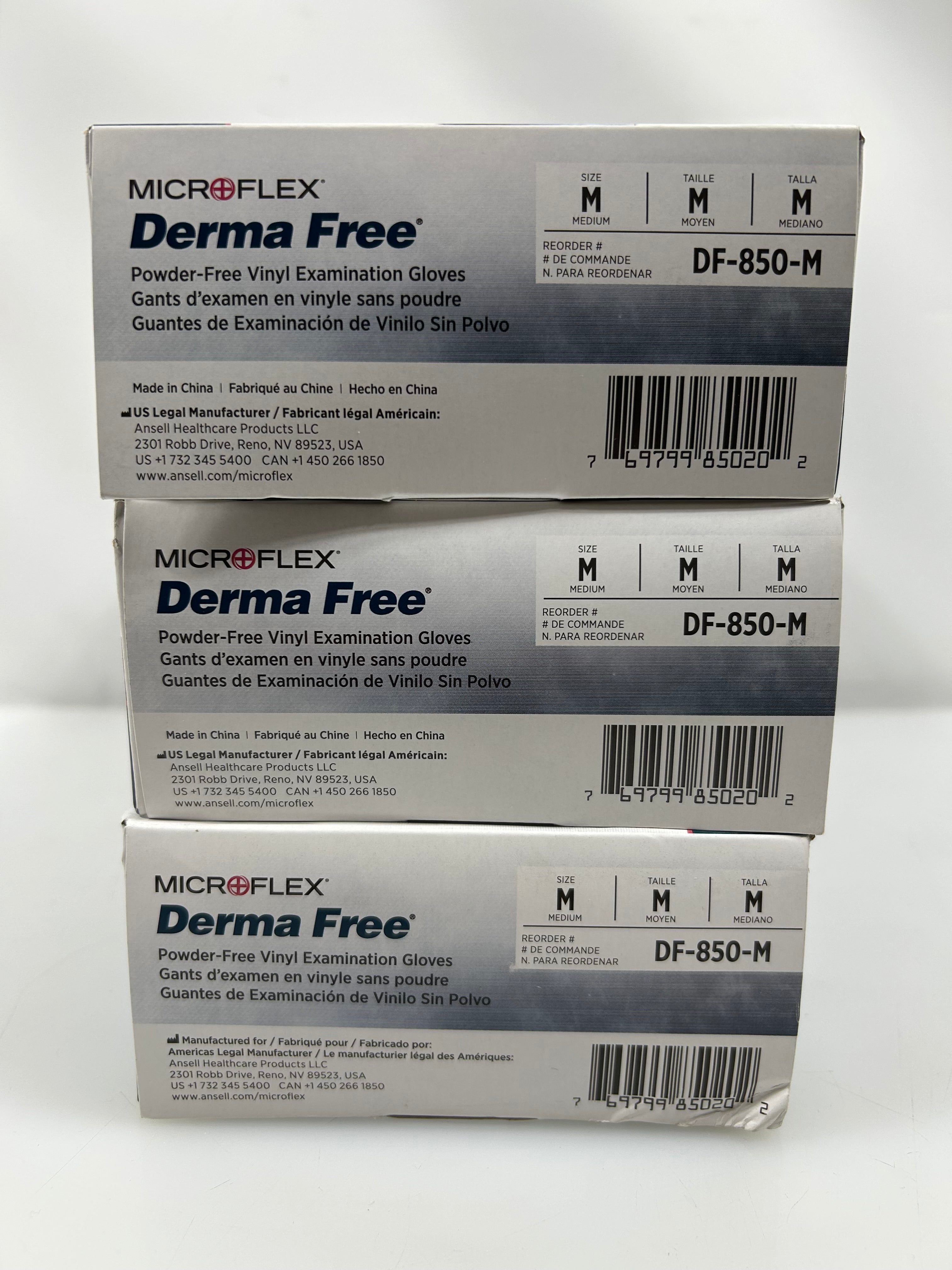 Ansell Microflex Derma Free Vinyl Examination Gloves Size Medium *3 Pack*