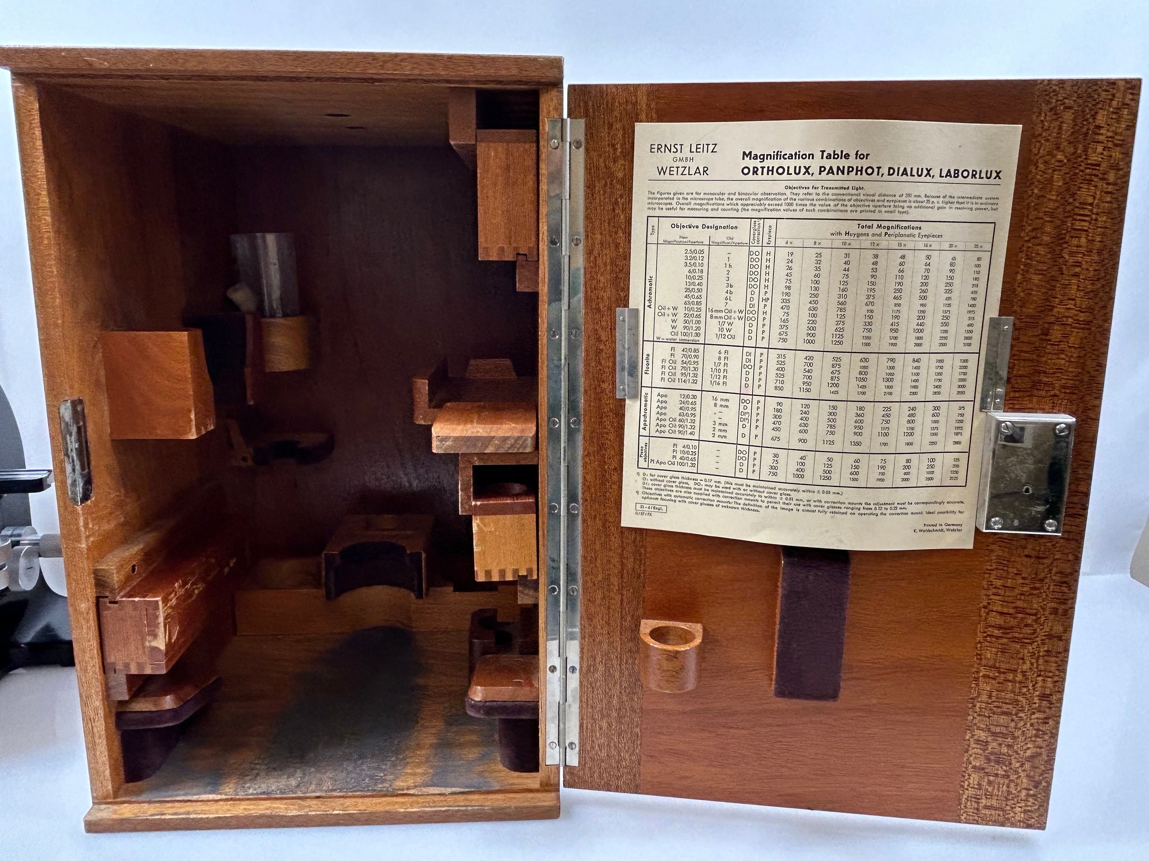 Vintage Leitz Laborlux II Binocular Microscope with Wood Case