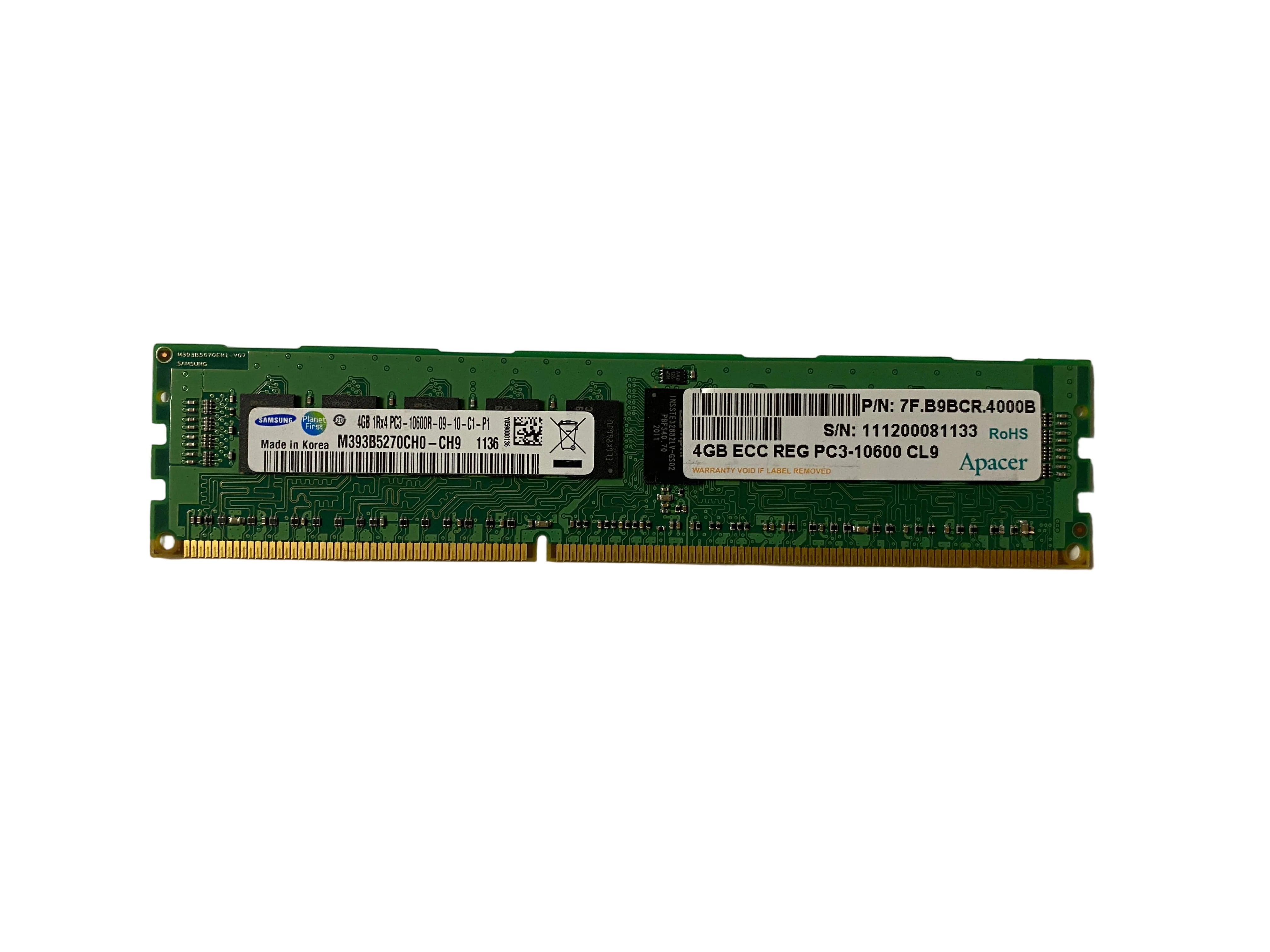 4GB 1Rx4 PC3-10600 DDR3-1333 ECC Registered RAM