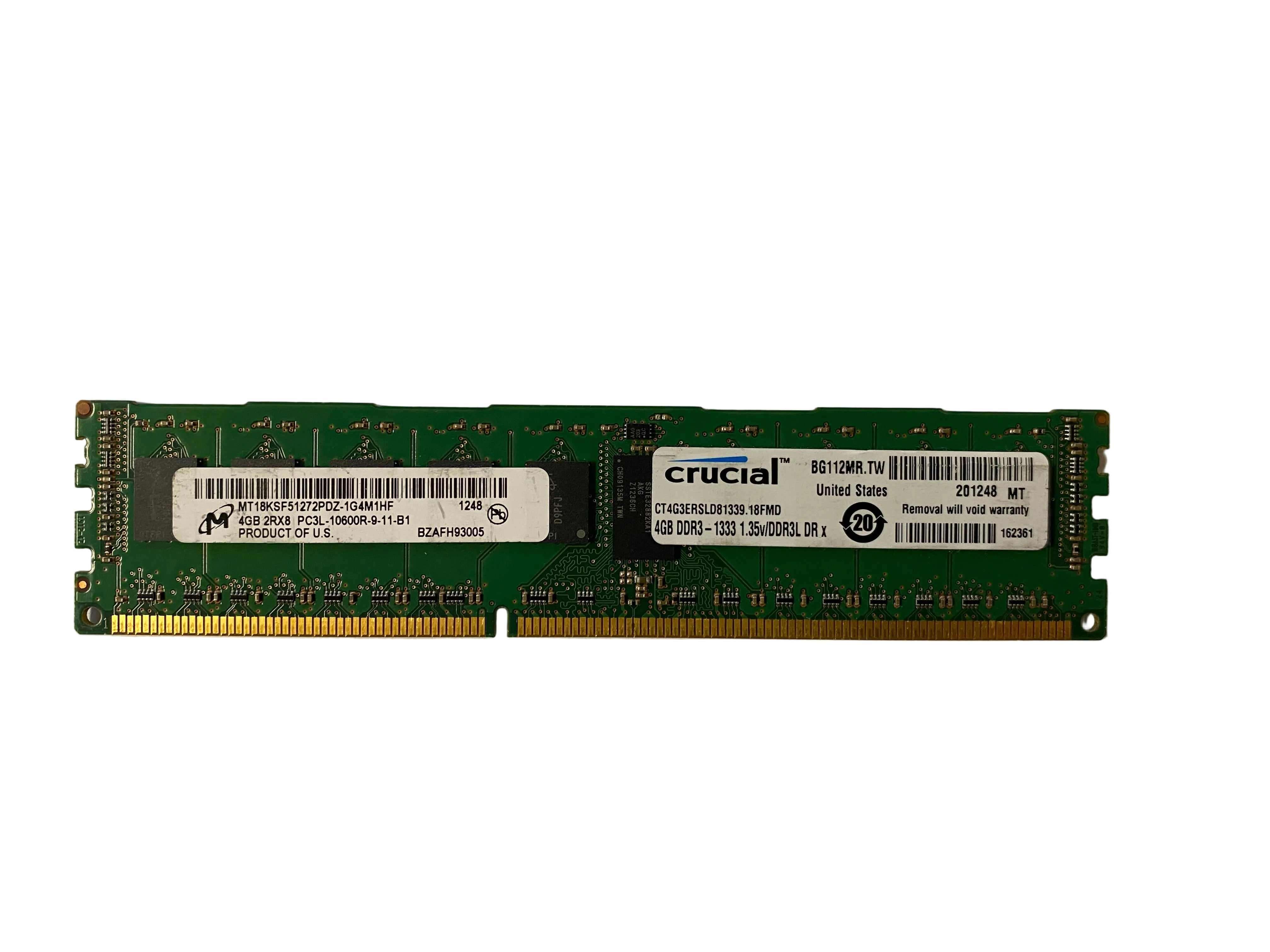 4GB 2Rx8 PC3-10600 DDR3-1333 ECC Registered Low Voltage RAM