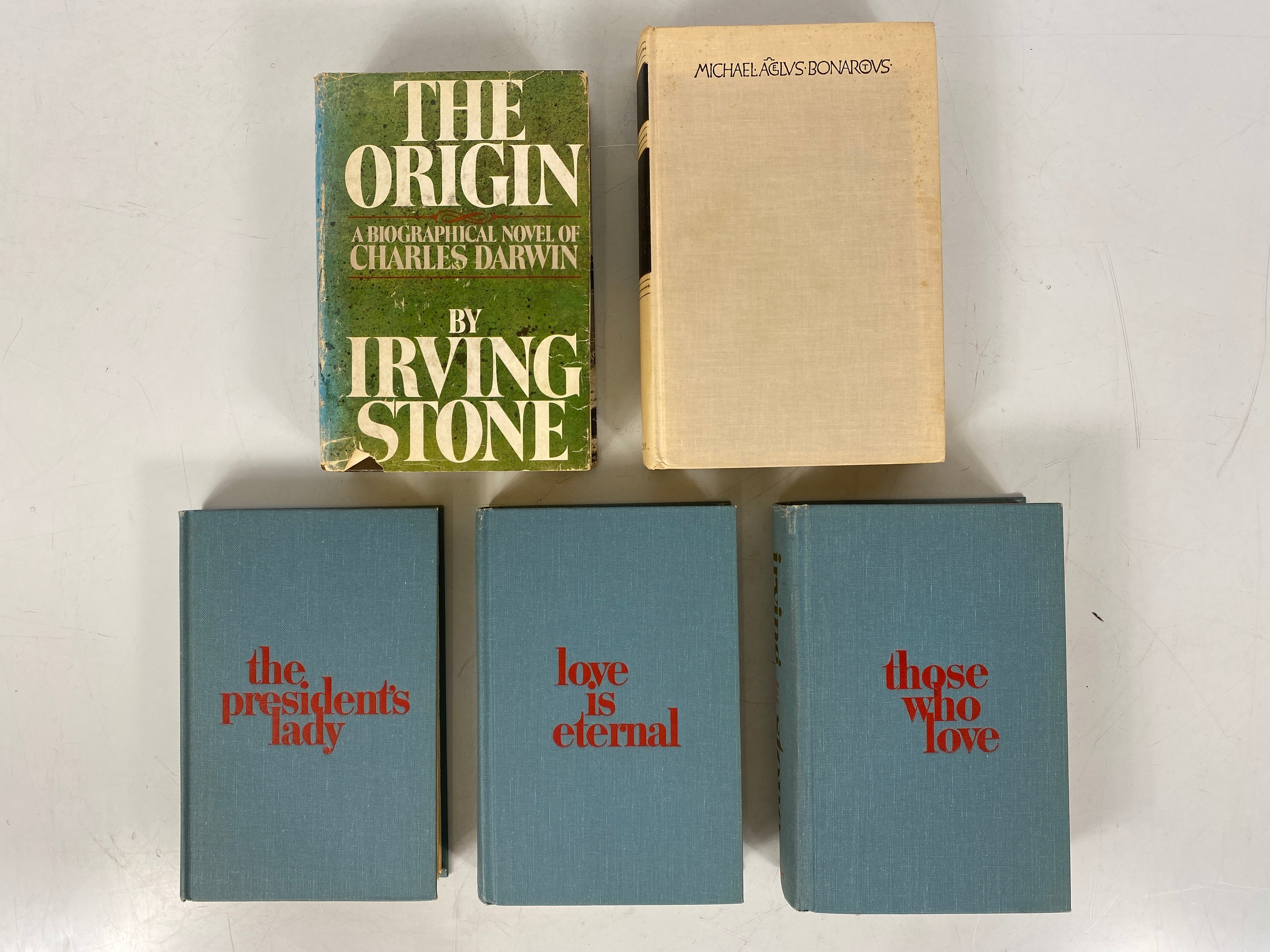 5 Irving Stone incl The Origin/Love is Eternal/The Agony & the Ecstasy 1951-80