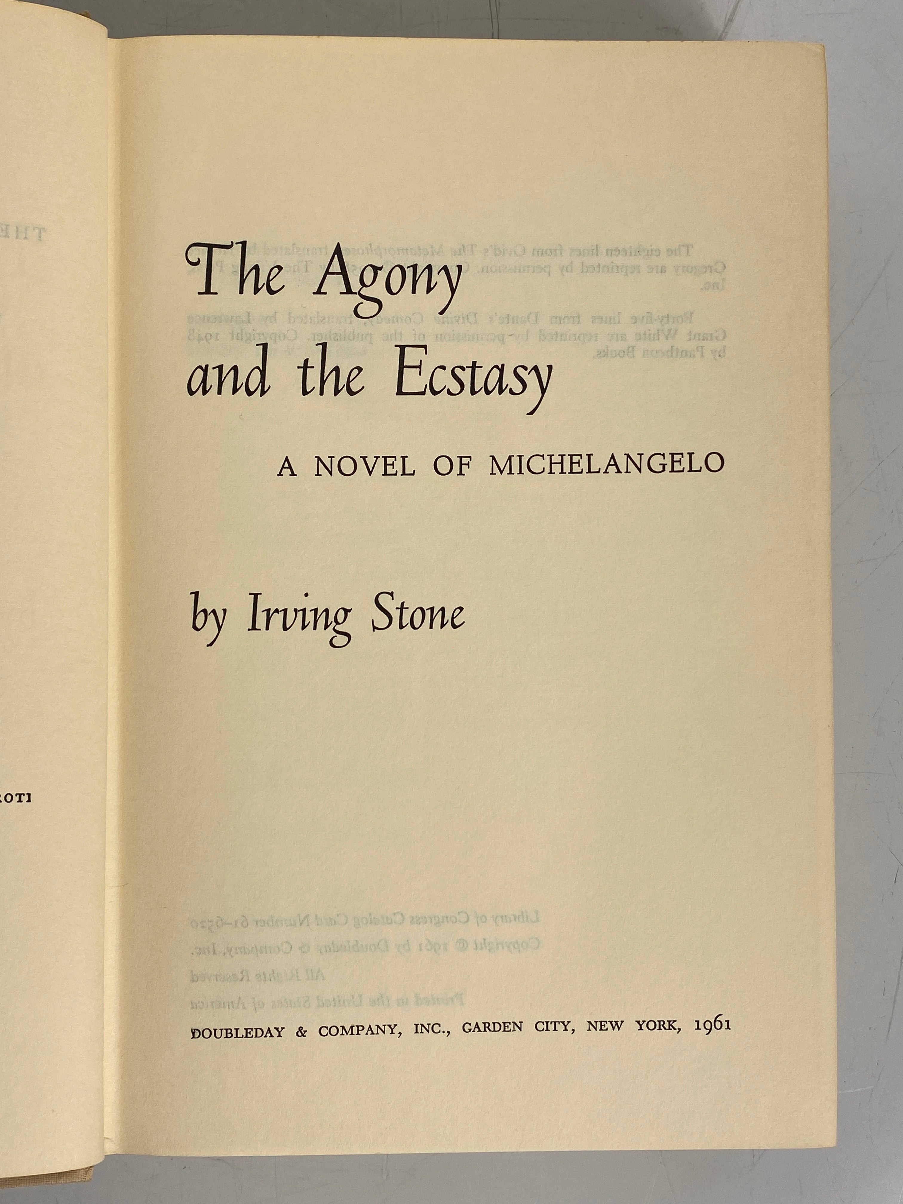 5 Irving Stone incl The Origin/Love is Eternal/The Agony & the Ecstasy 1951-80