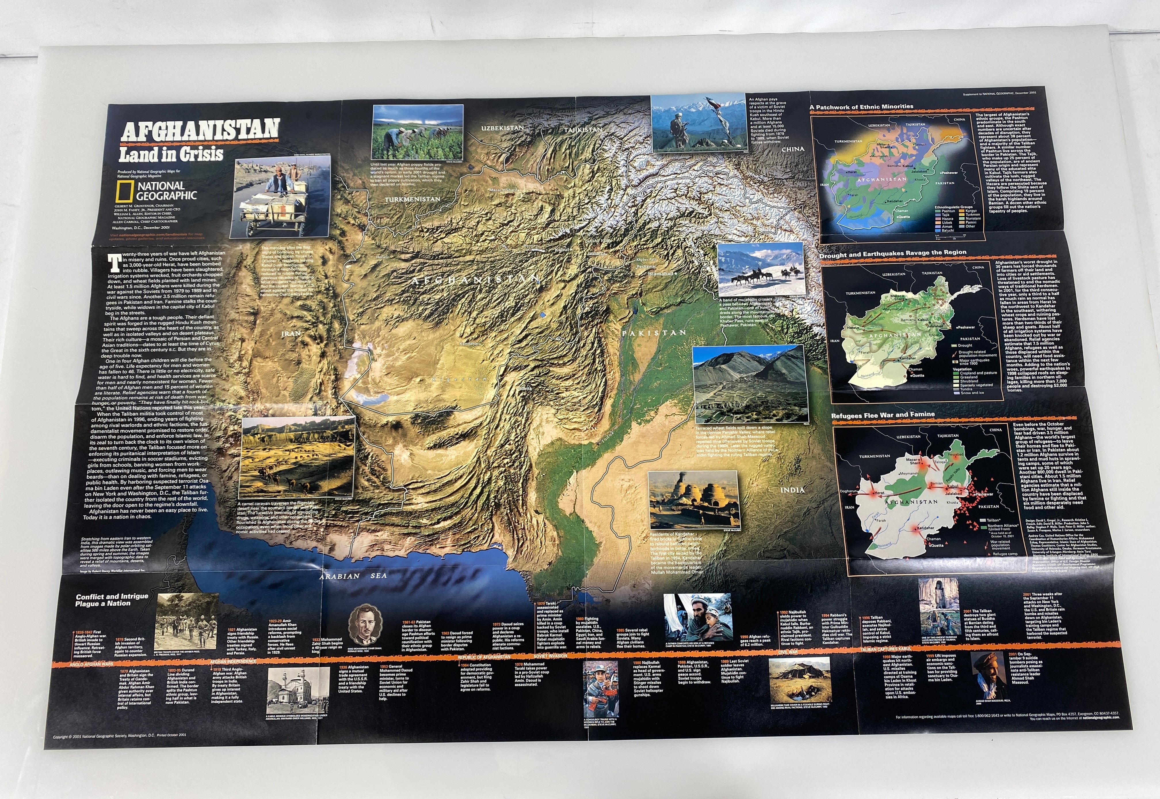 5 Vintage Middle East Maps/Posters incl Afghanistan/Masada/Nat Geo