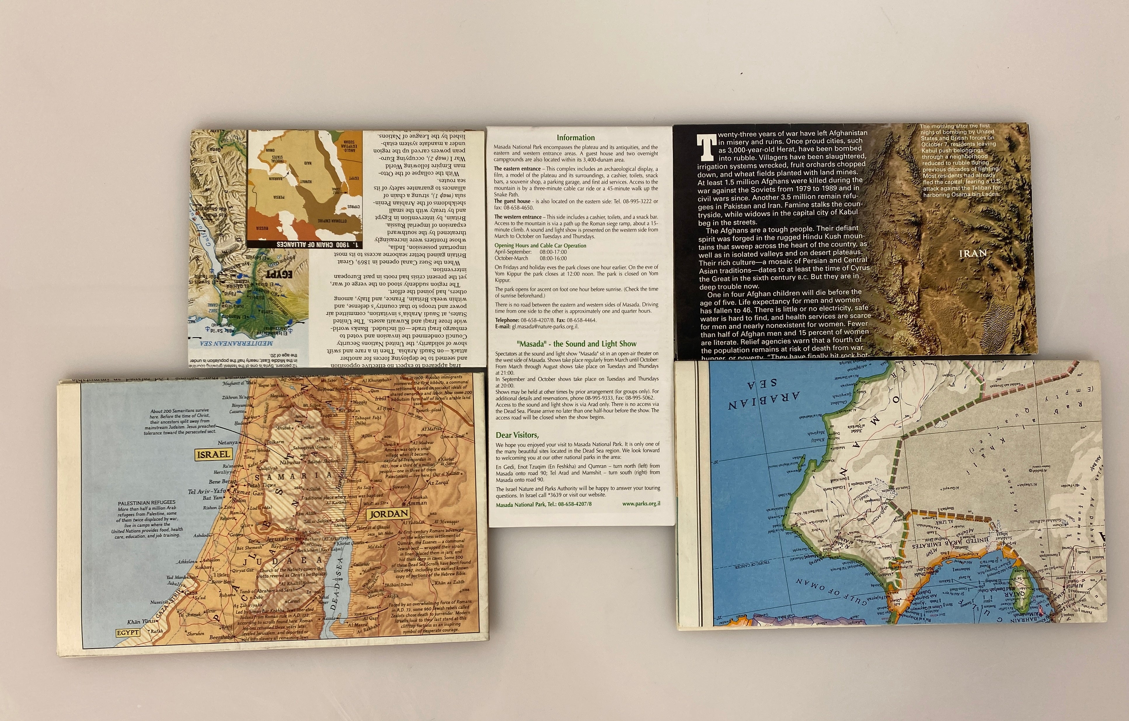 5 Vintage Middle East Maps/Posters incl Afghanistan/Masada/Nat Geo
