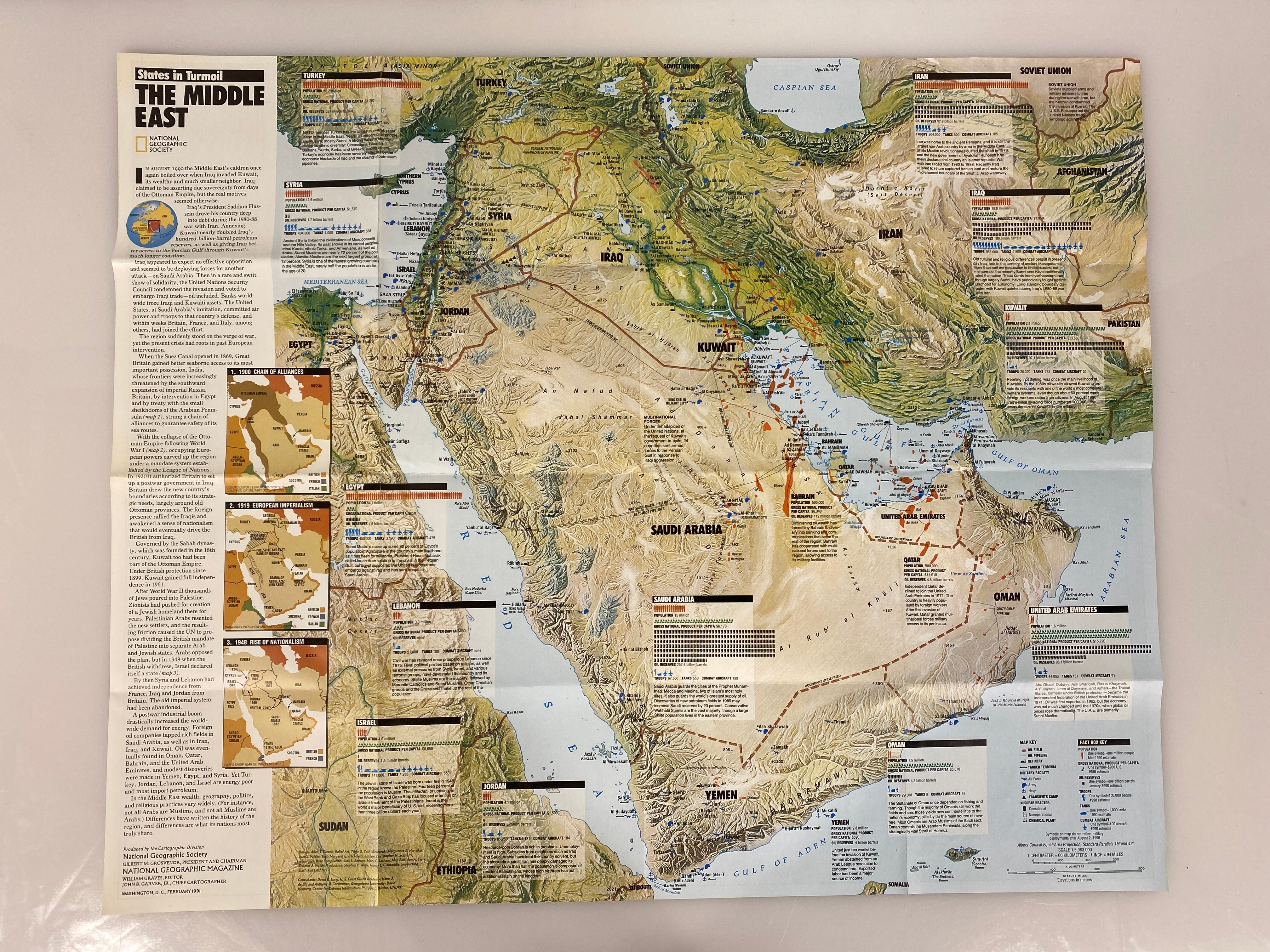 5 Vintage Middle East Maps/Posters incl Afghanistan/Masada/Nat Geo
