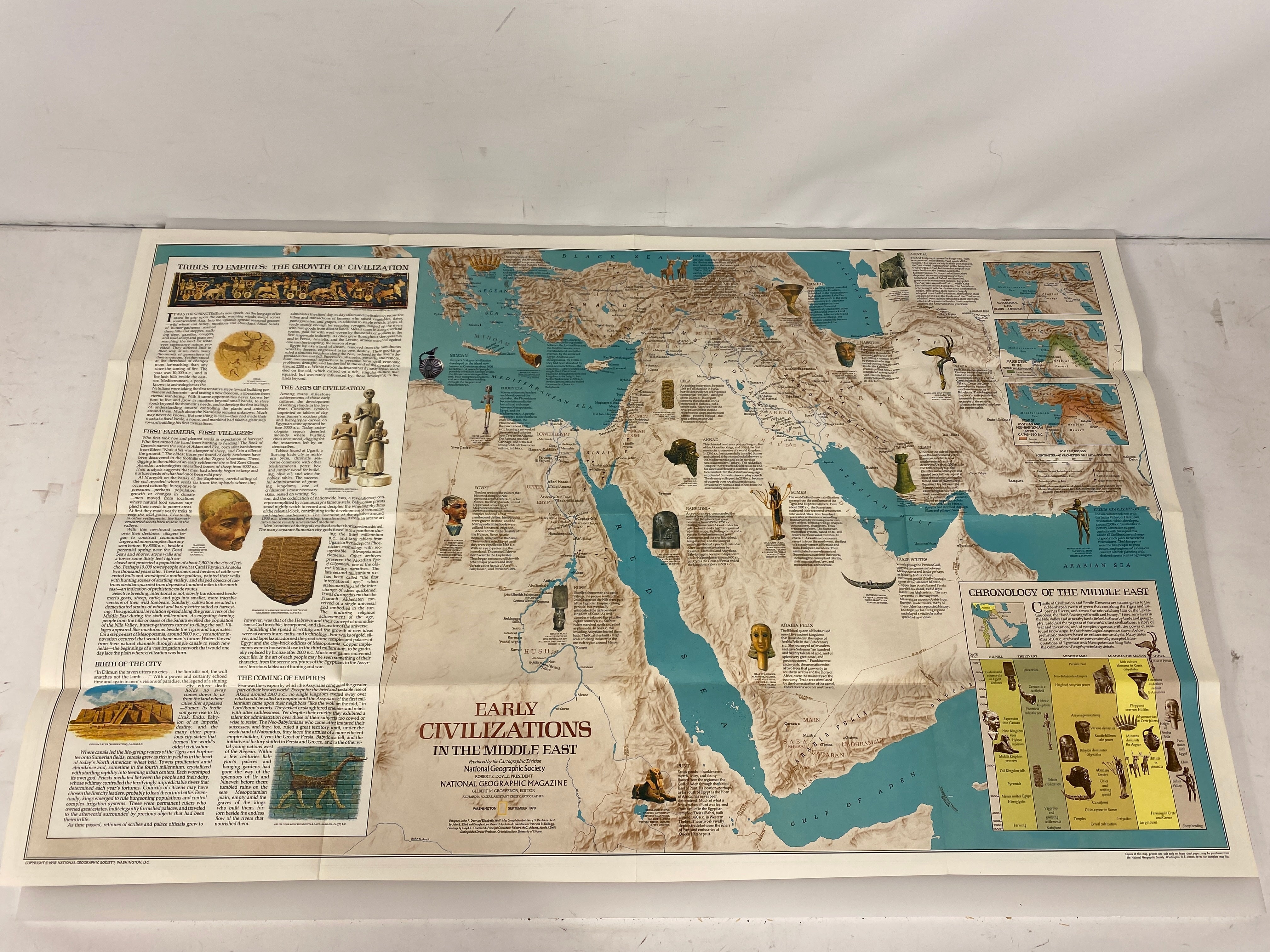 5 Vintage Middle East Maps/Posters incl Afghanistan/Masada/Nat Geo